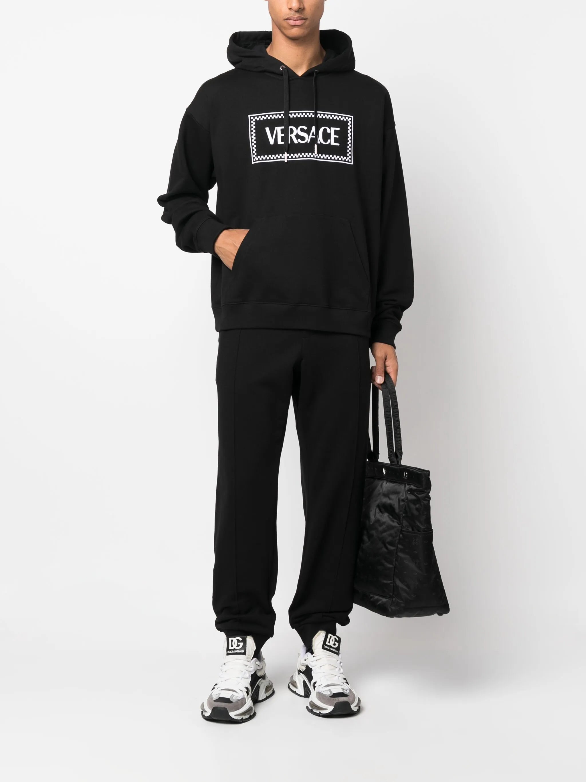90s Vintage logo-embroidered hoodie