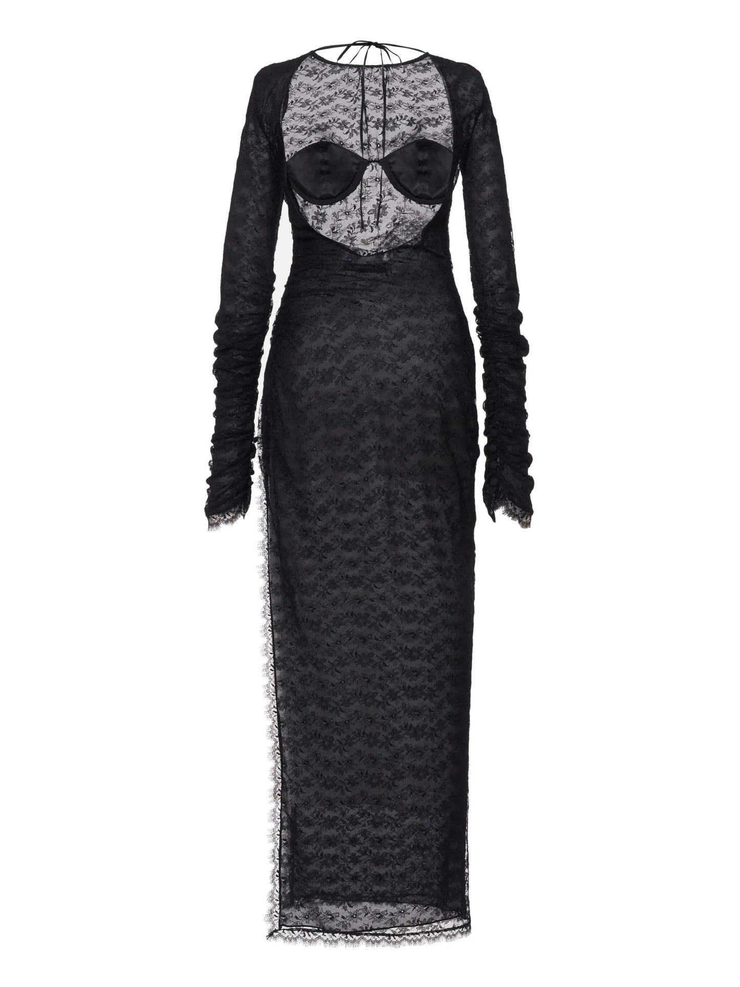 open-back silk lace dress