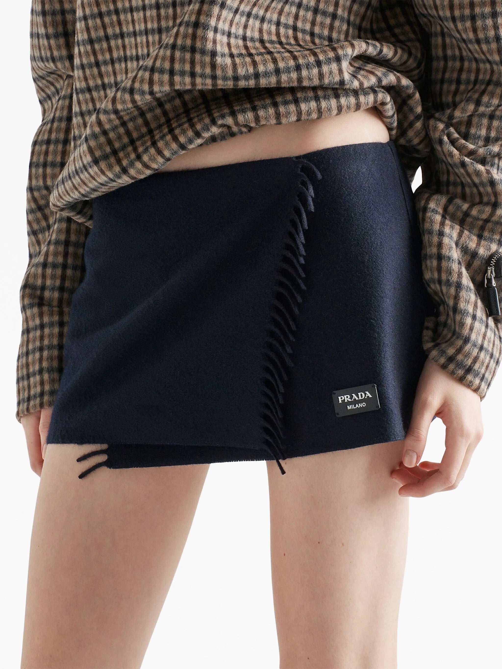 wraparound cashmere miniskirt