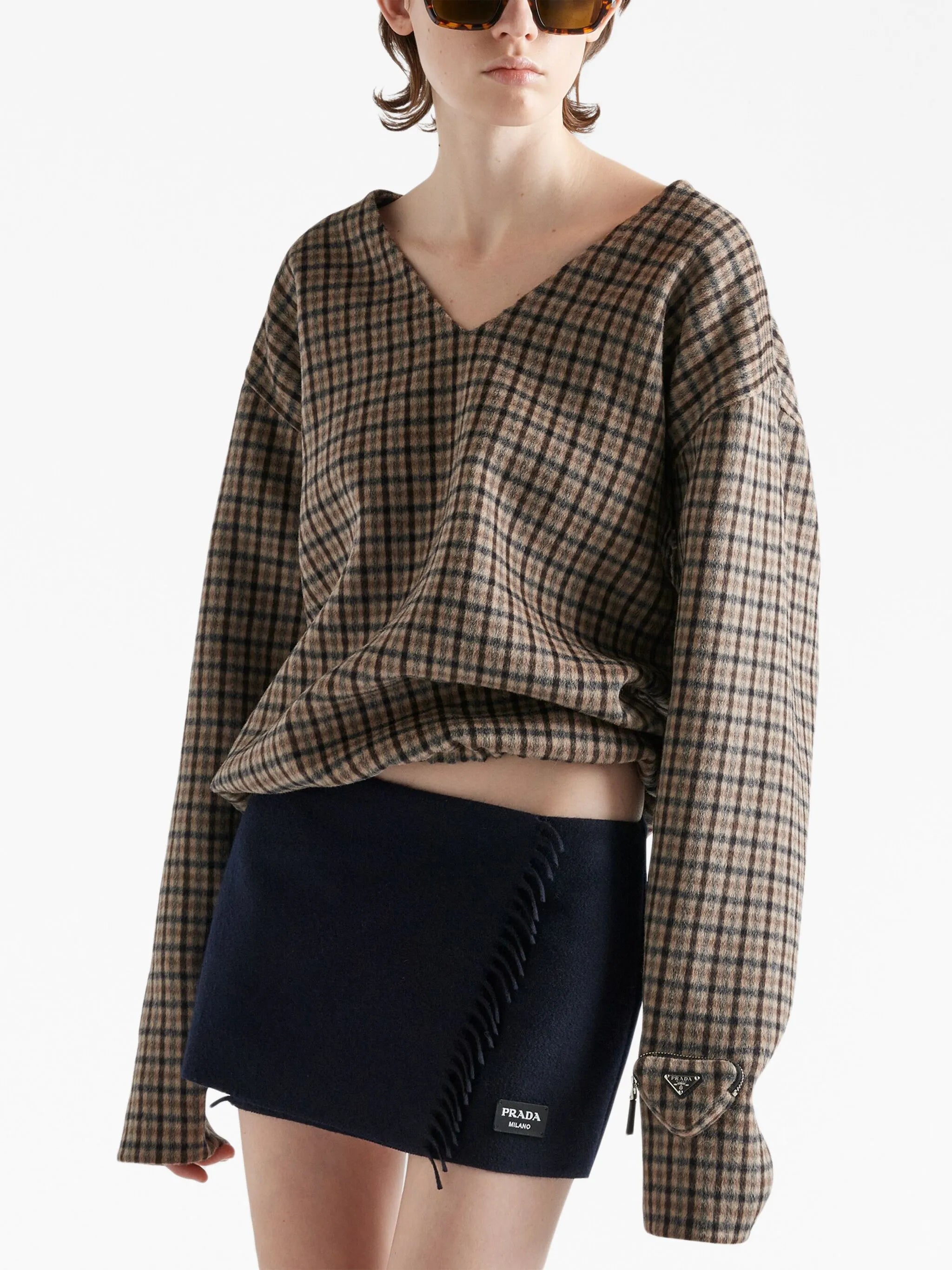 wraparound cashmere miniskirt