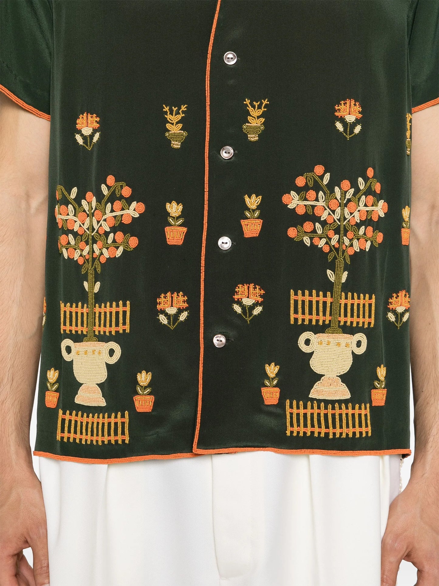 bead-embellished silk shirt
