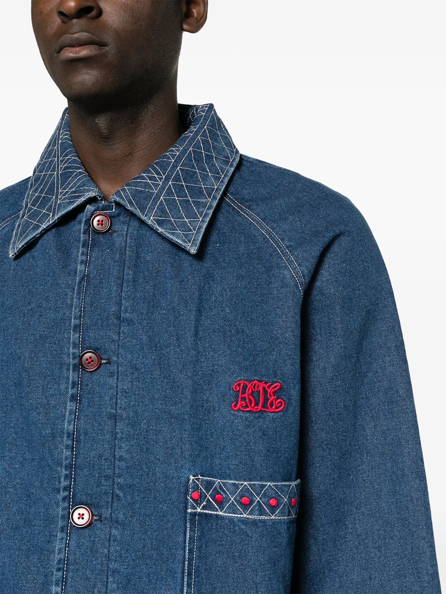 motif-embroidered denim jacket