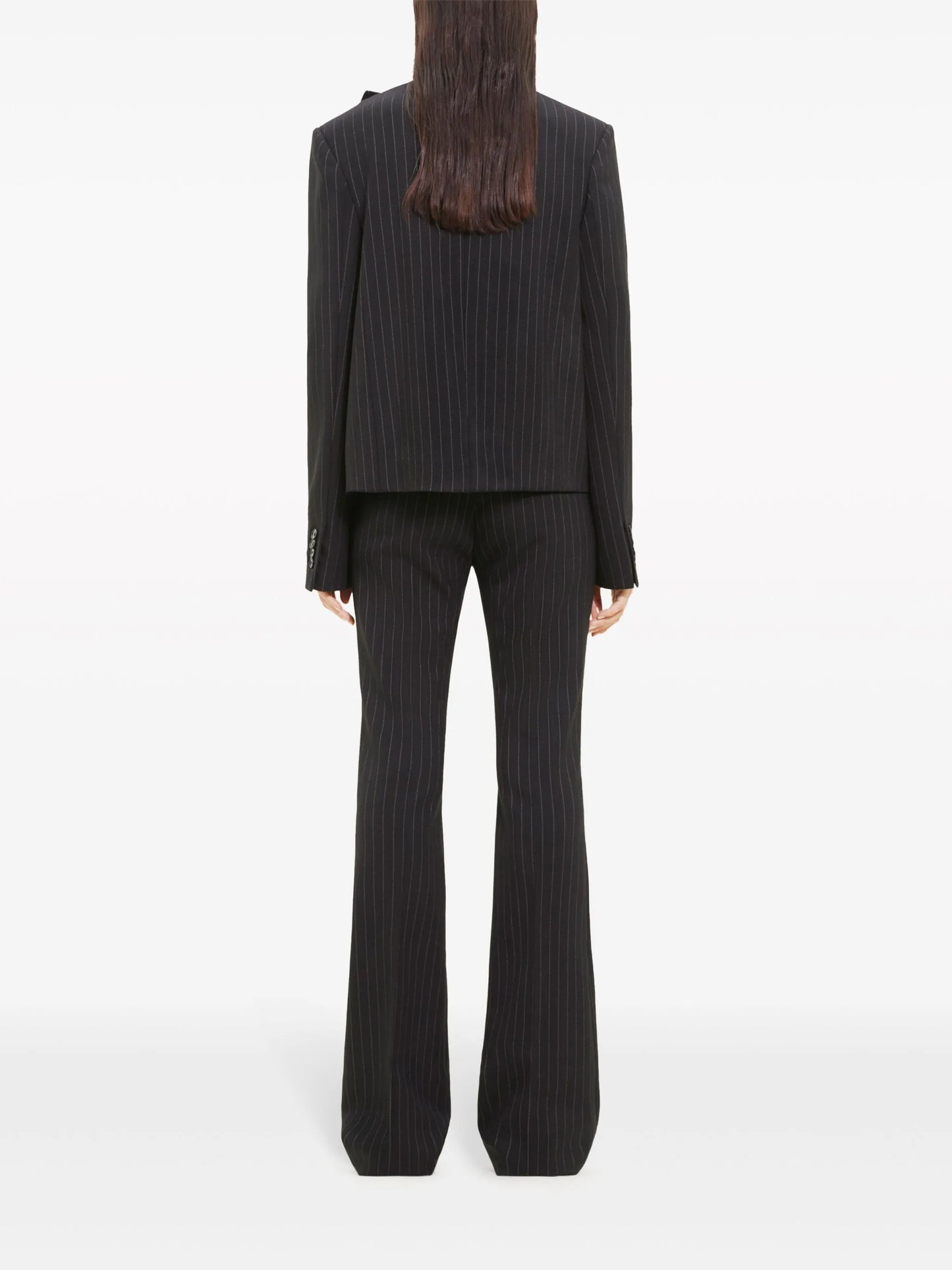 buckled pinstripe blazer