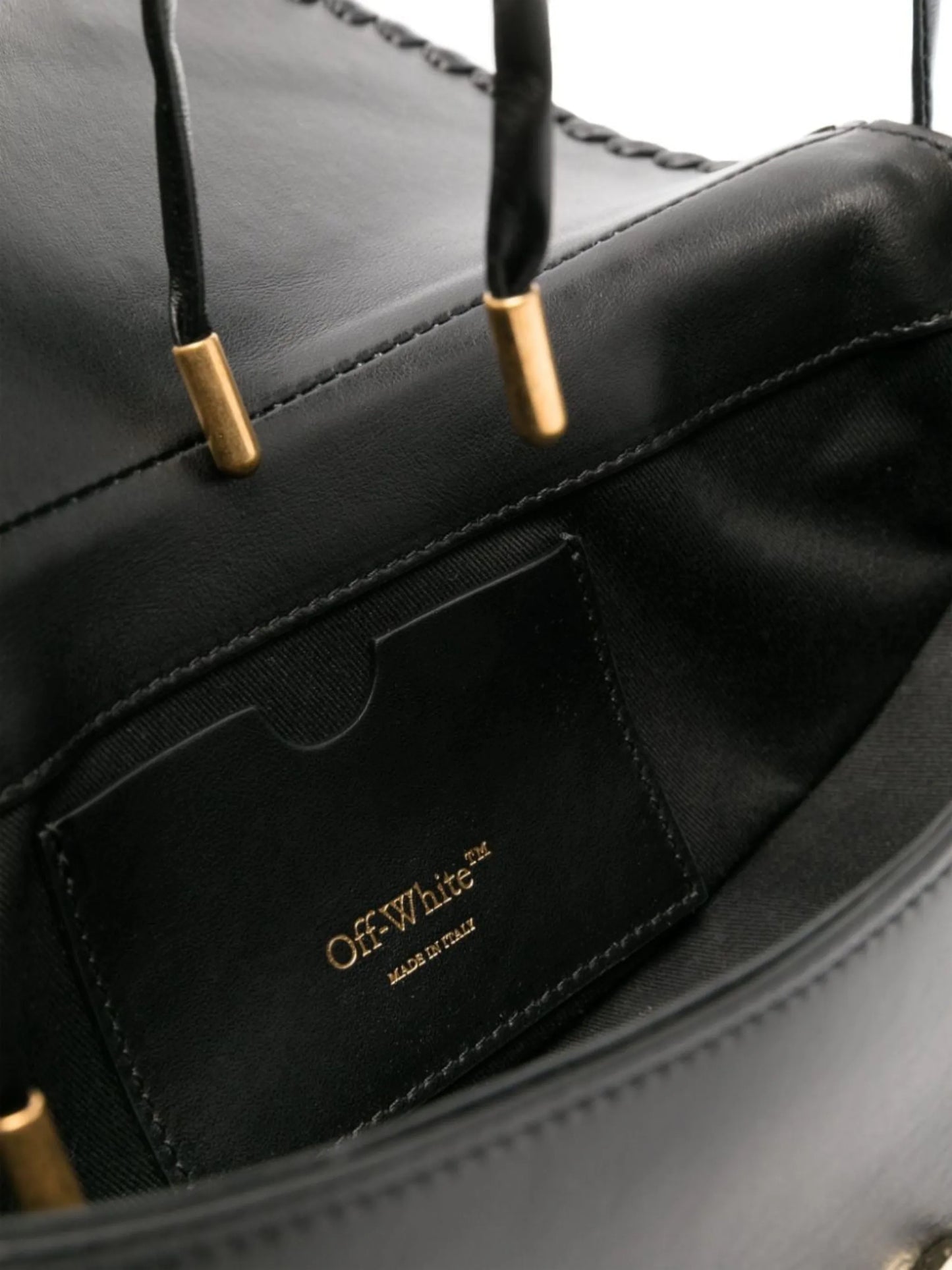 braided-trim leather tote bag