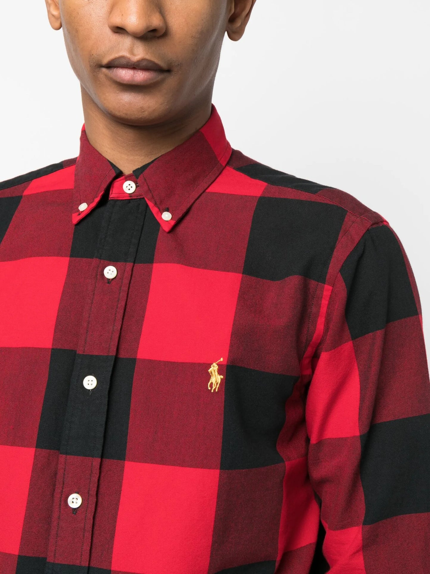 checked long-sleeve cotton shirt