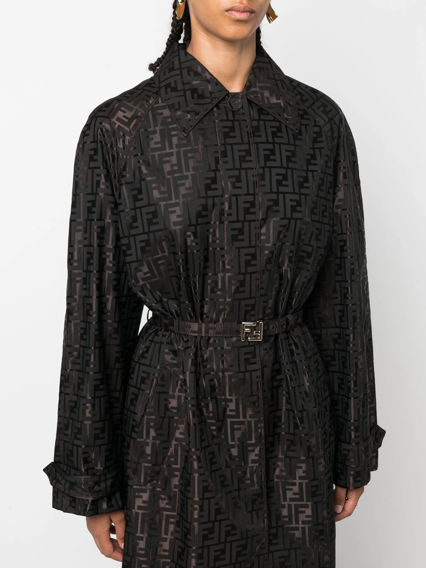 FF jacquard trench coat