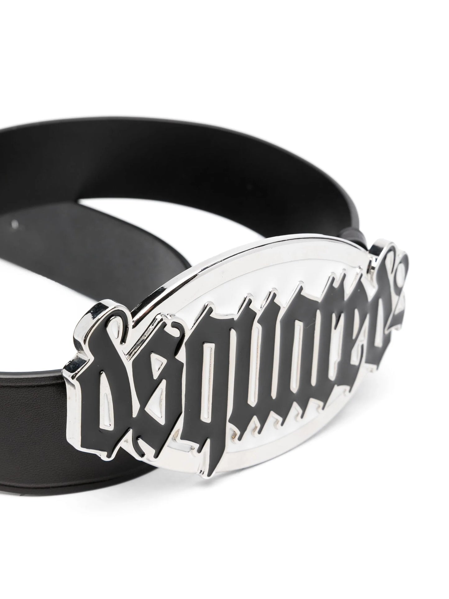 Gothic logo-buckle leather belt