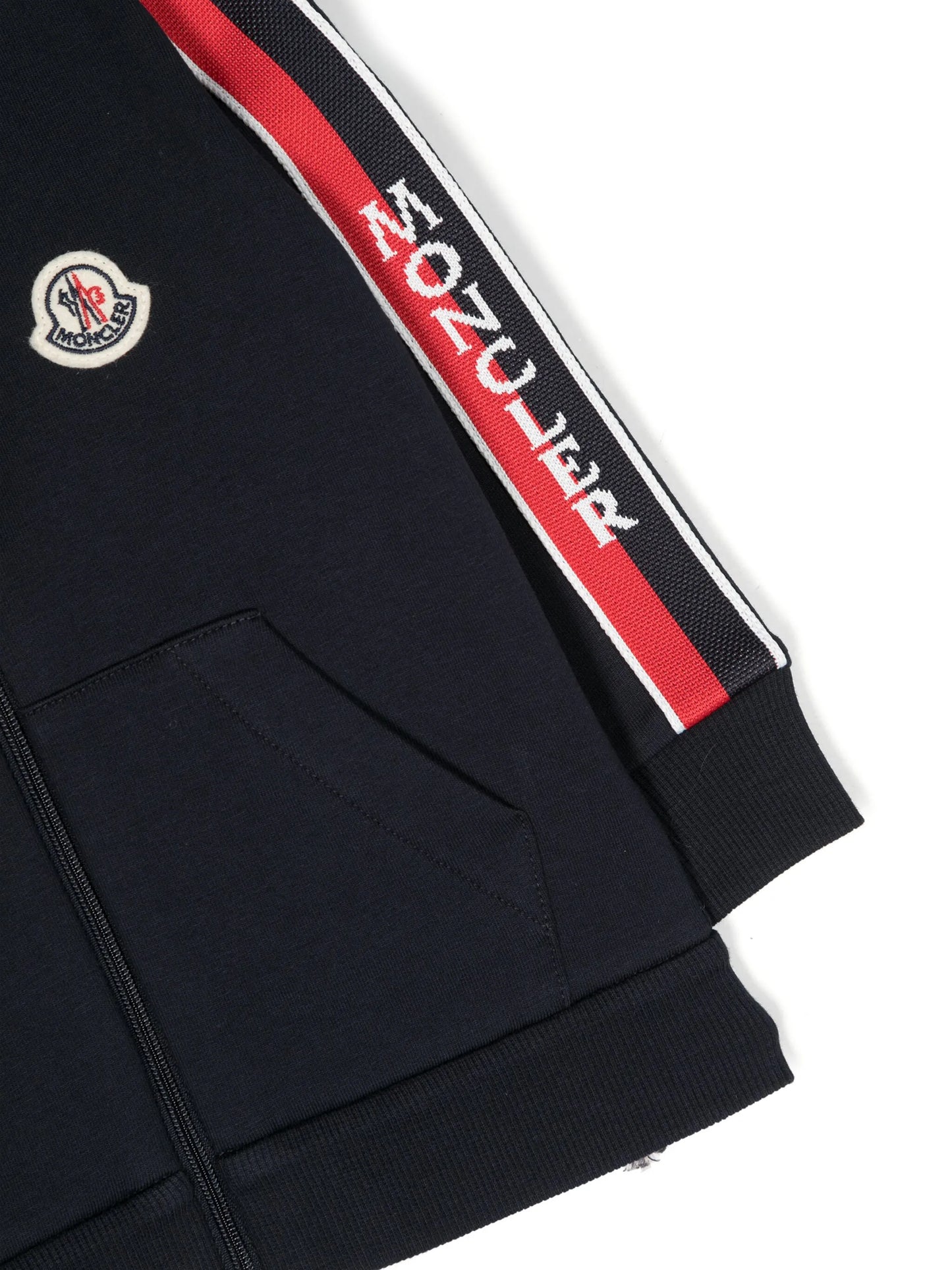 logo-patch zipped jersey hoodie
