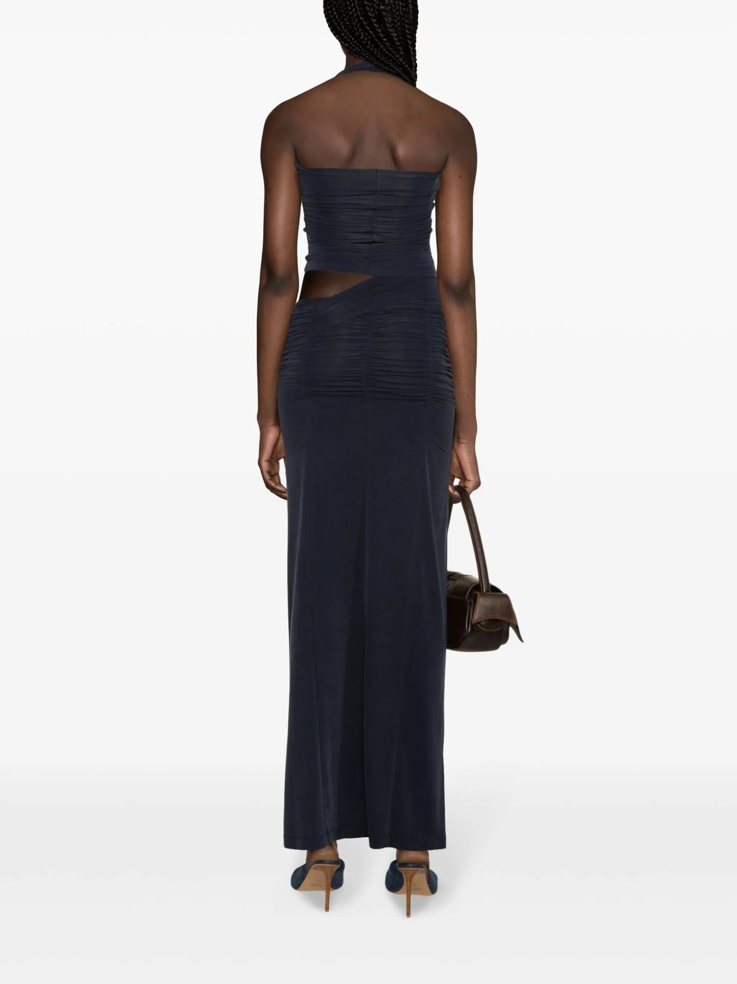 high-waist gathered maxi skirt