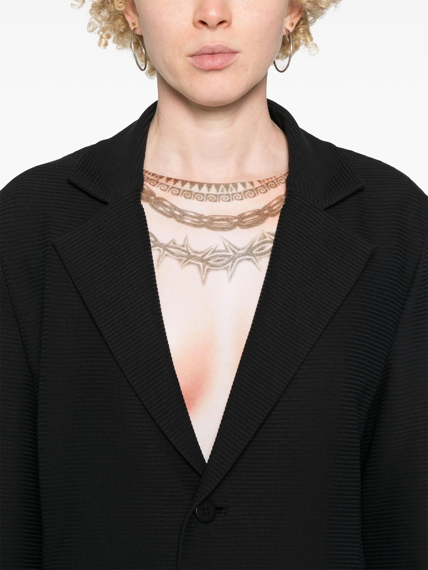 single-breasted ribbed blazer