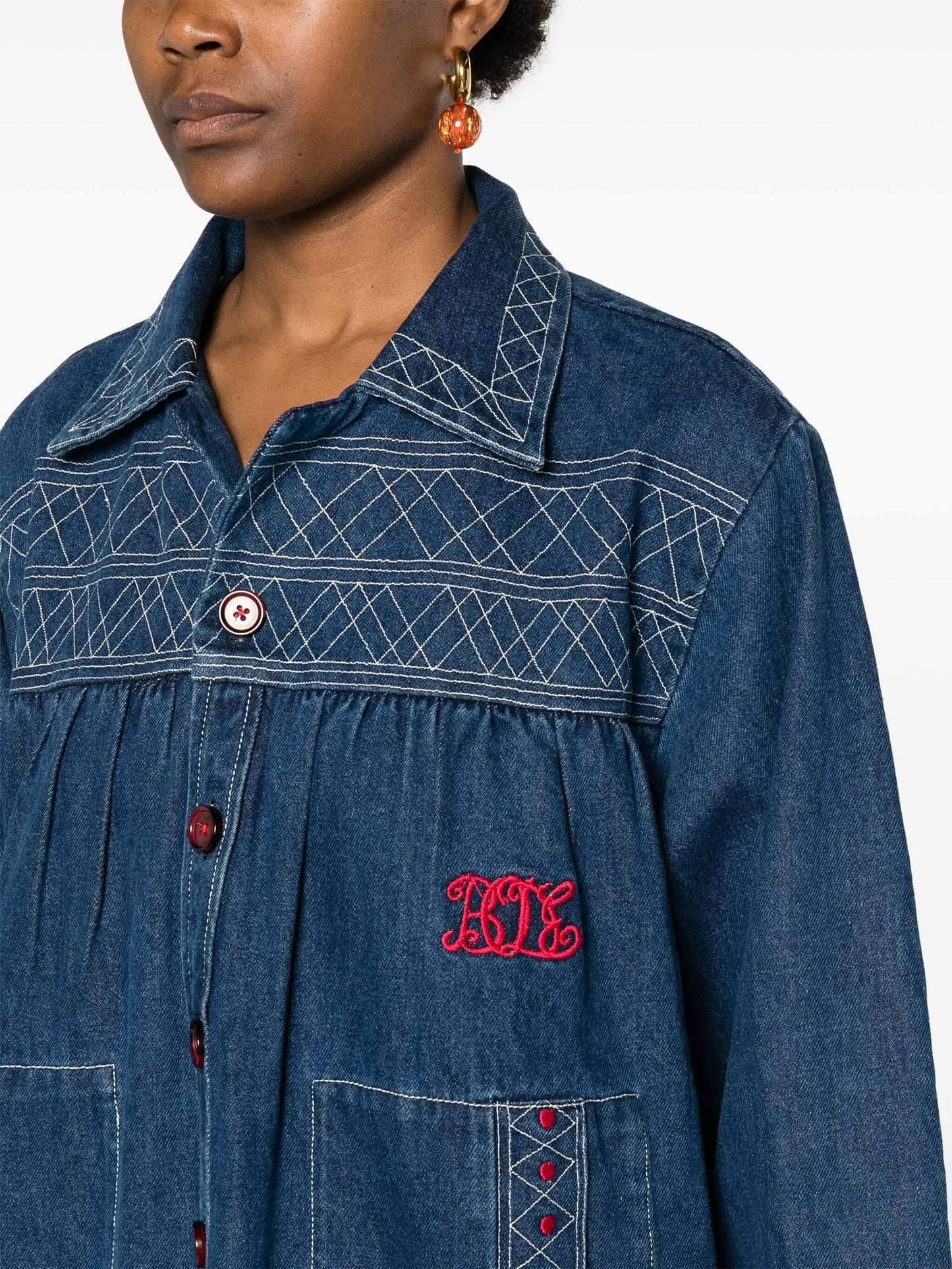 Quincy motif-embroidered denim jacket