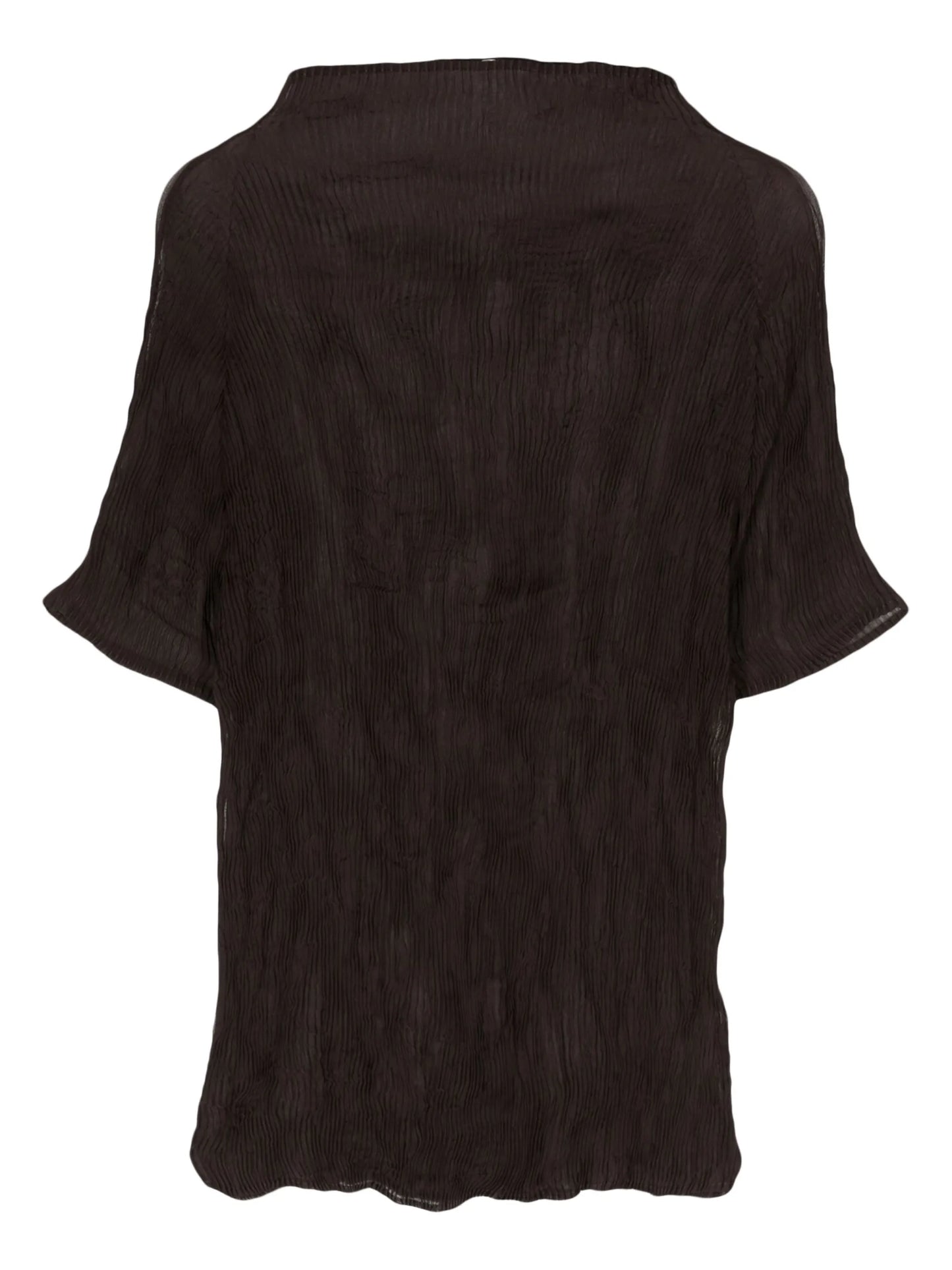 plissé mock-neck blouse