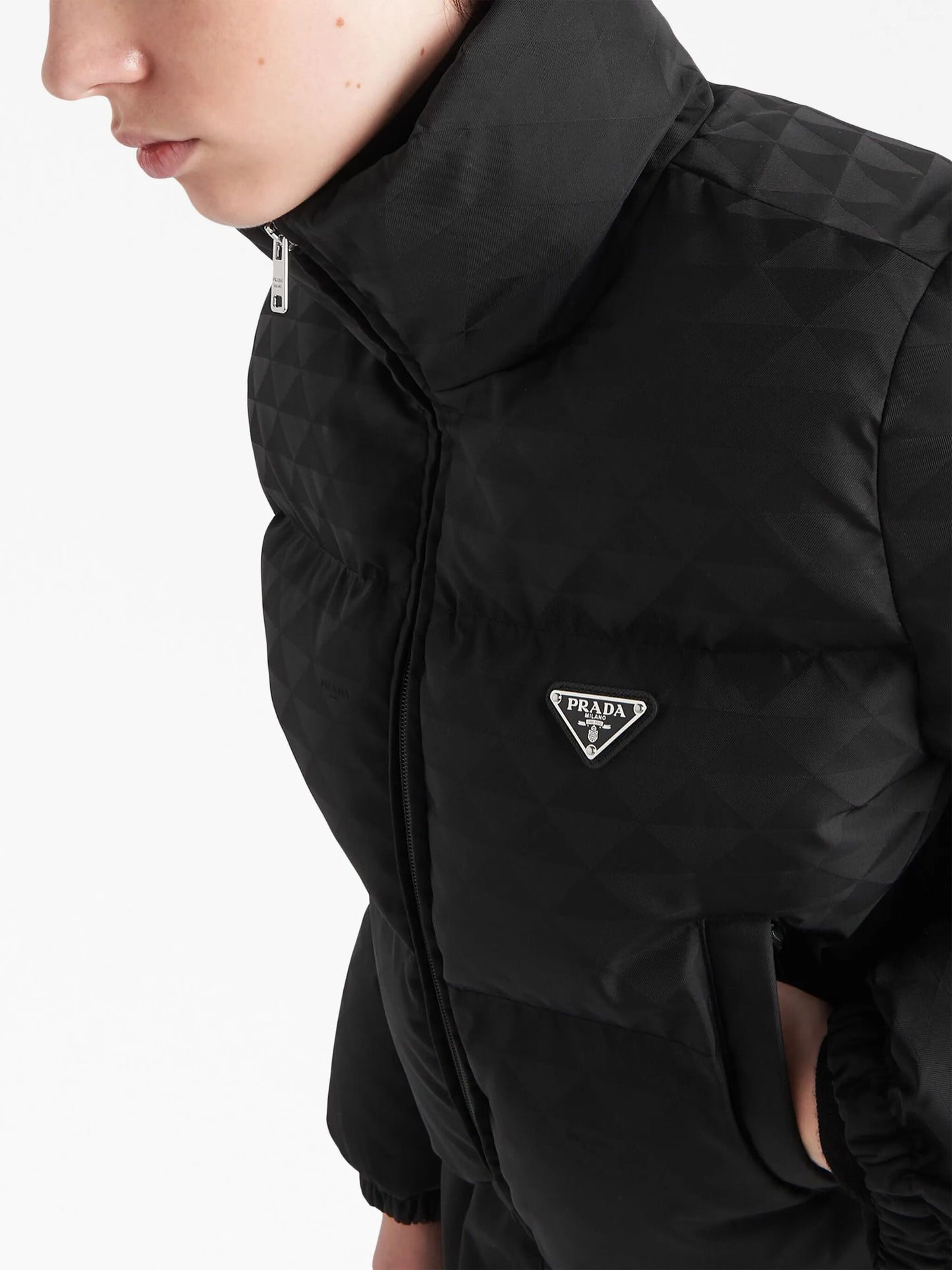 Re-Nylon cropped puffer jacket