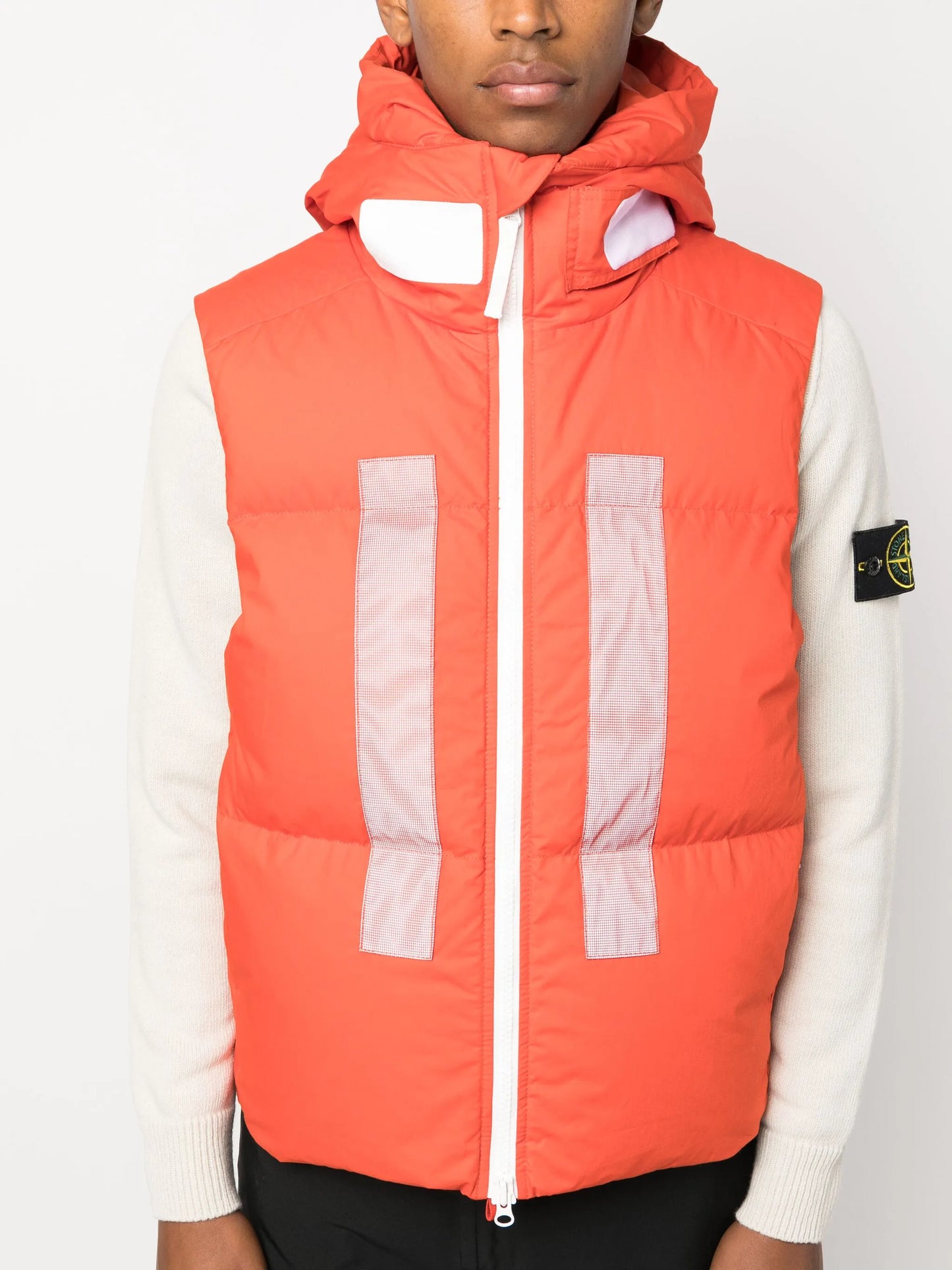 logo-print hooded down gilet