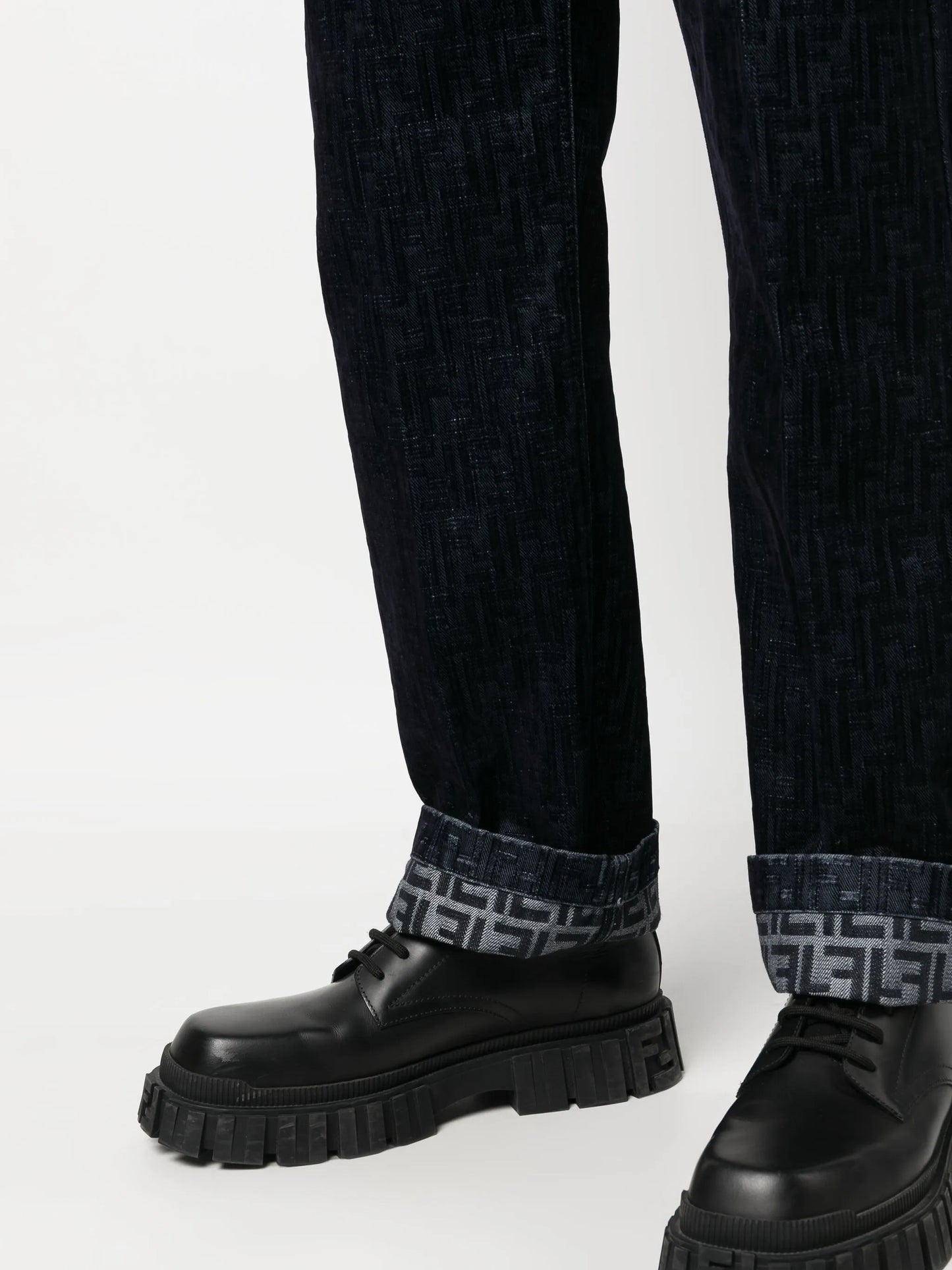 FF-motif flocked jeans