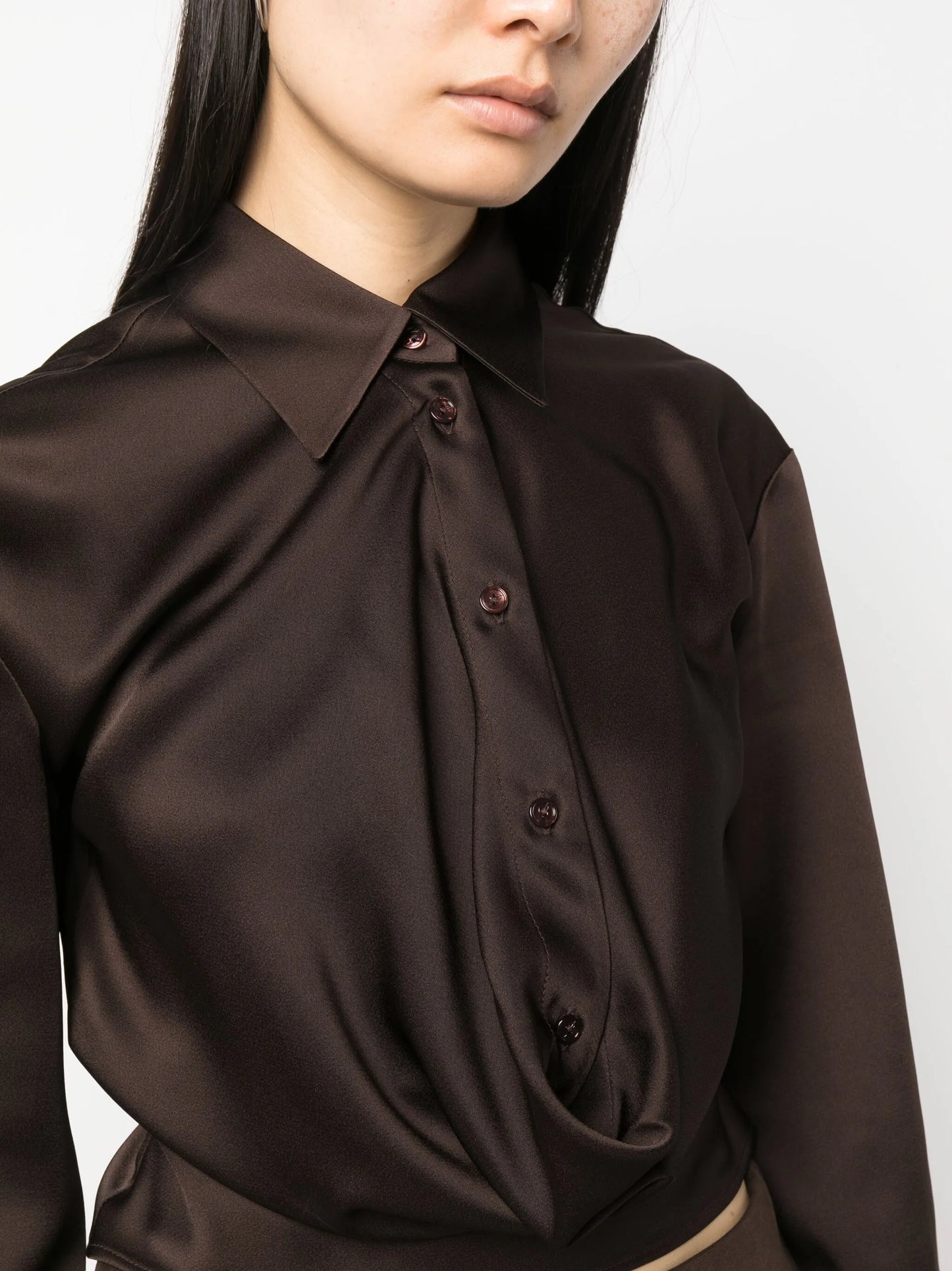 satin buttoned cropped shirt