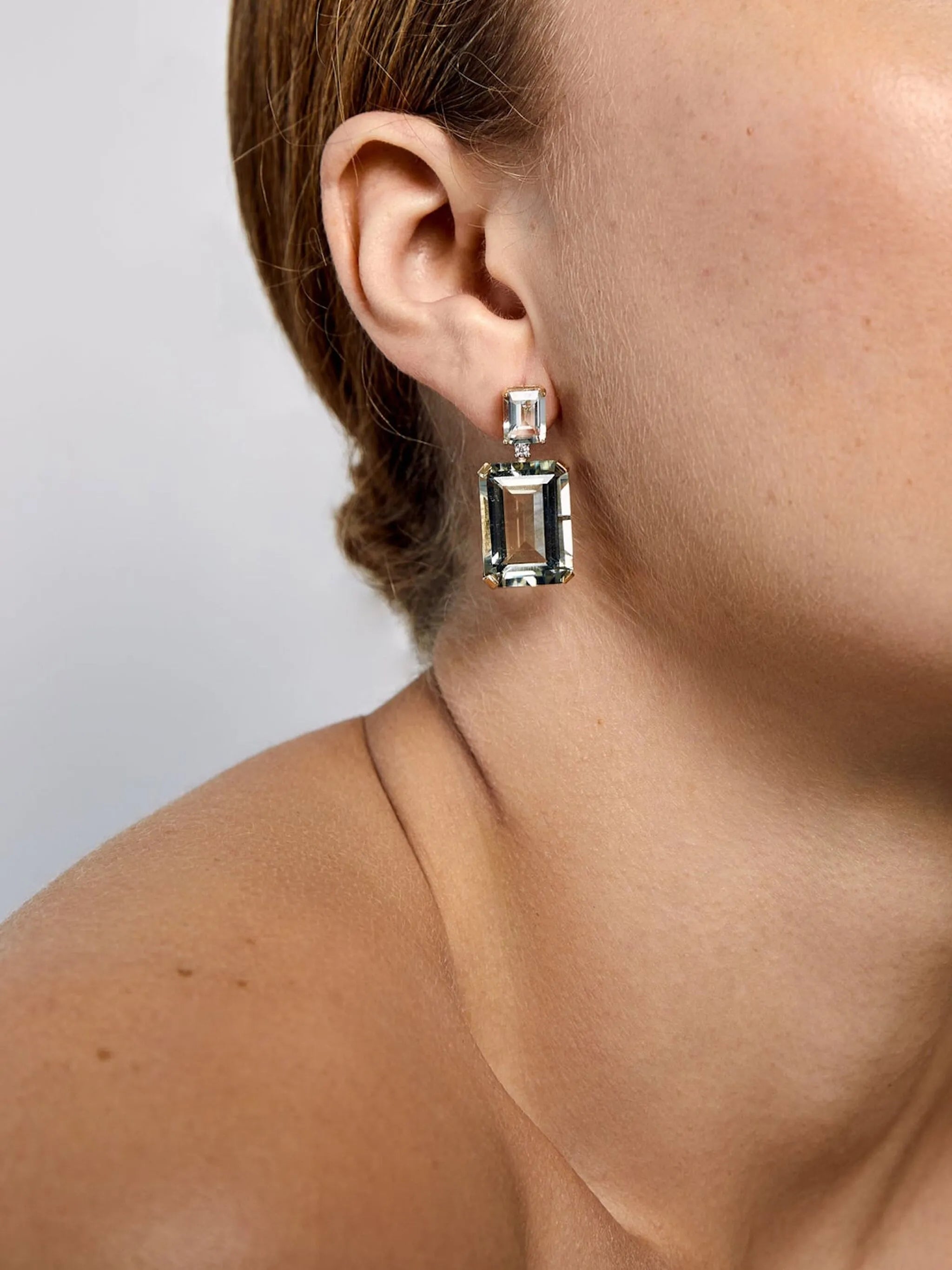 14kt yellow gold amethyst and diamond drop earrings