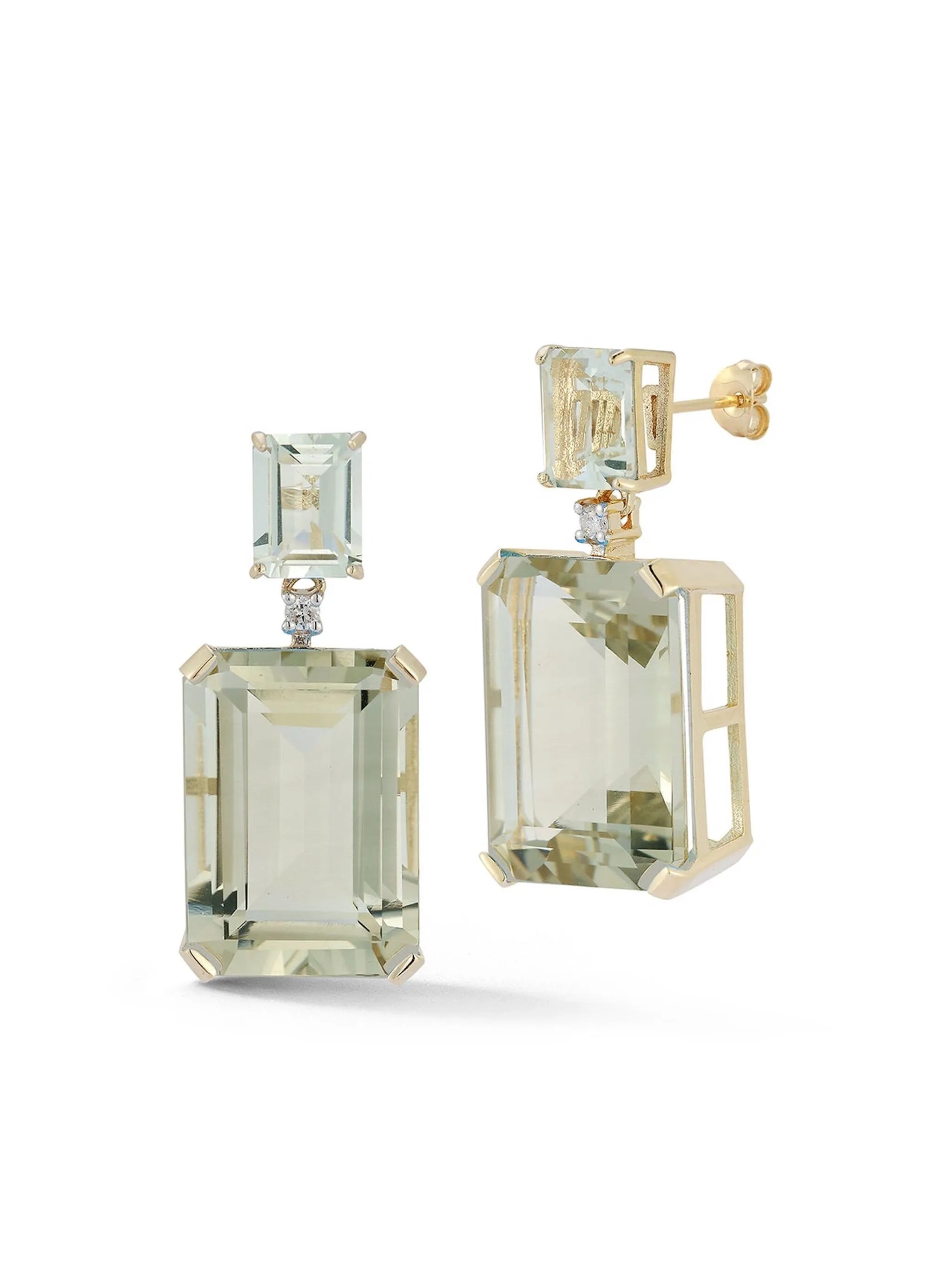 14kt yellow gold amethyst and diamond drop earrings