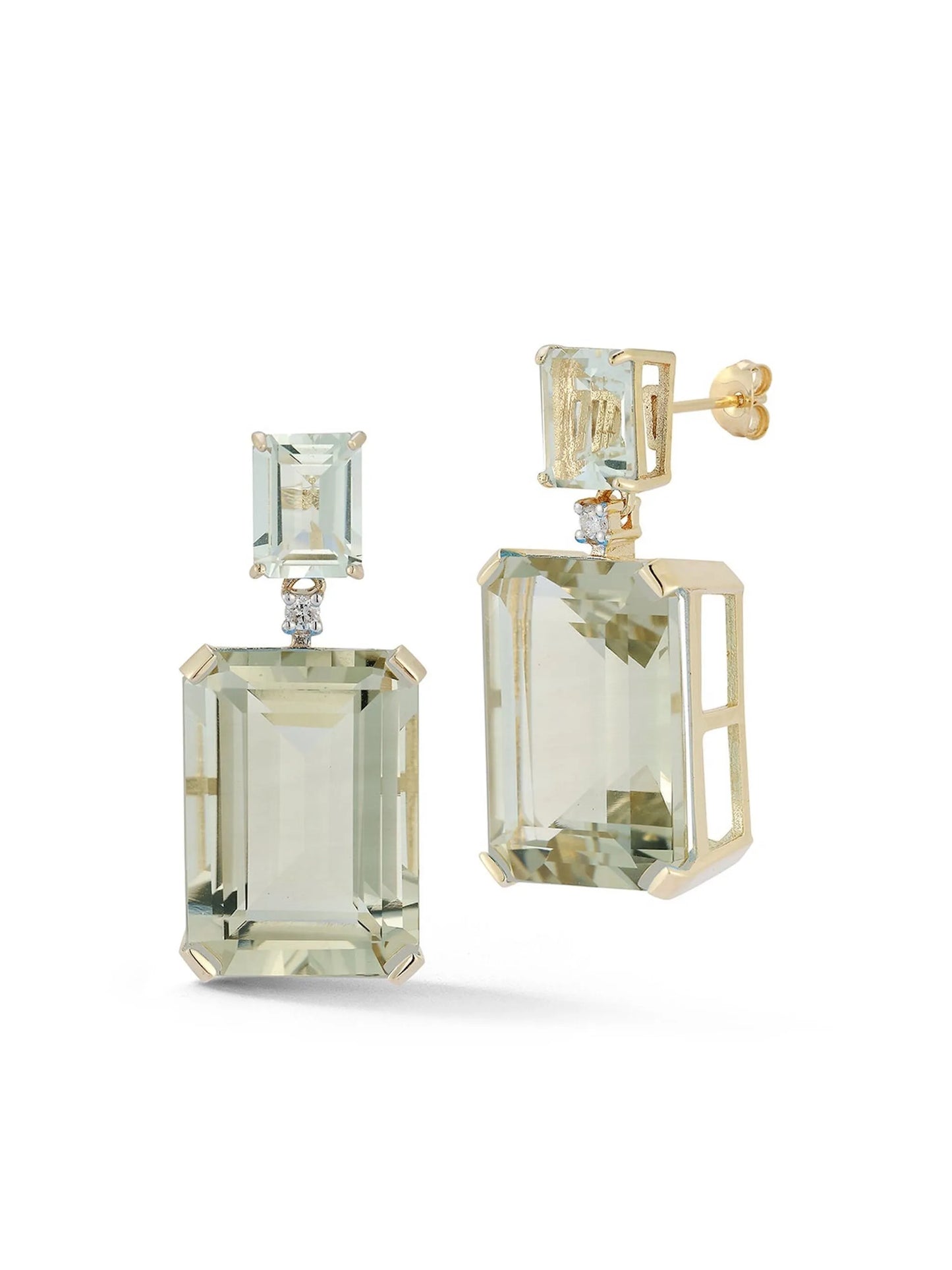 14kt yellow gold amethyst and diamond drop earrings