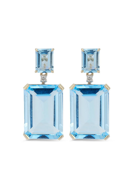 14kt yellow gold blue topaz drop earrings