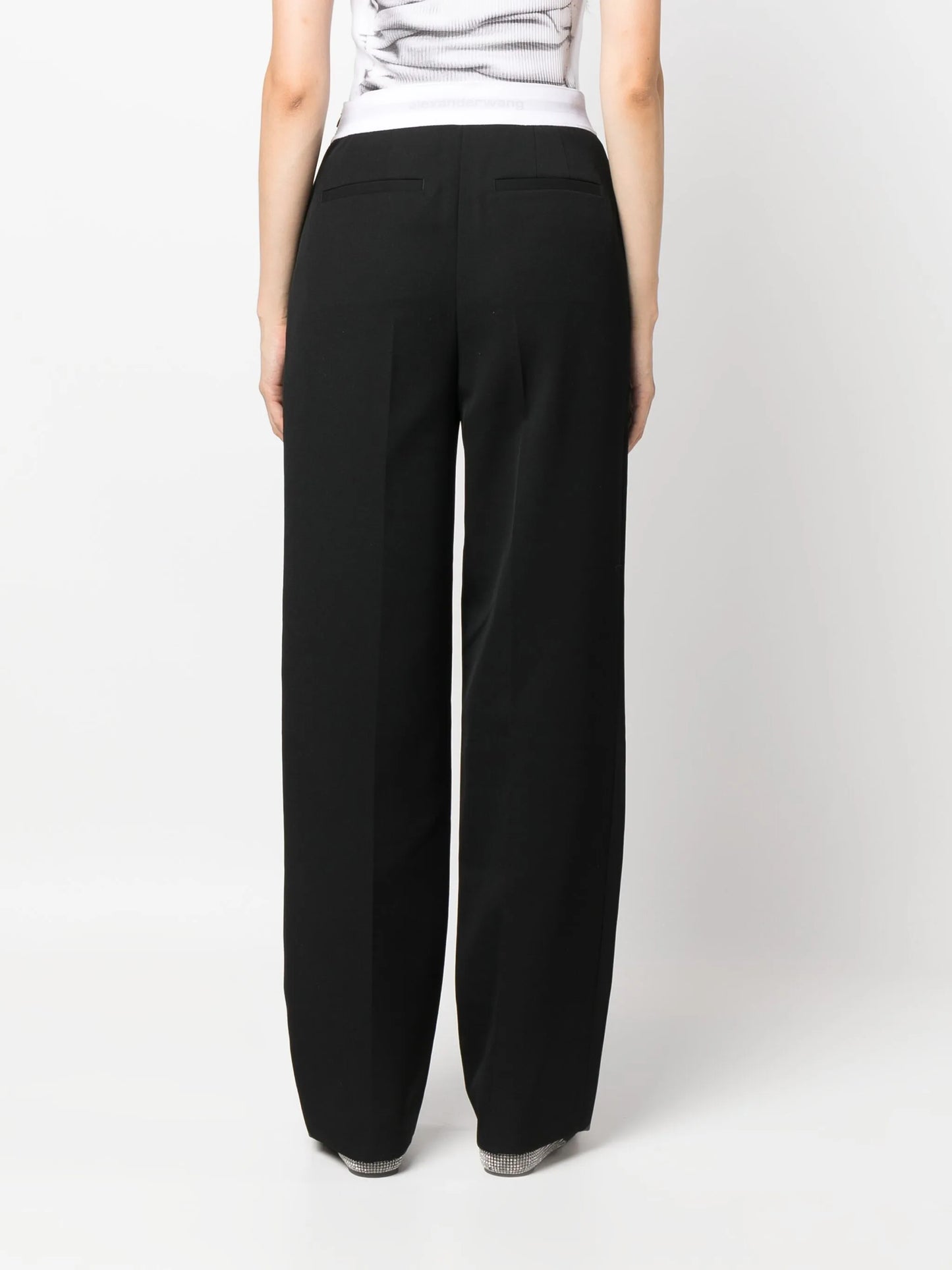logo-waistband straight-leg trousers