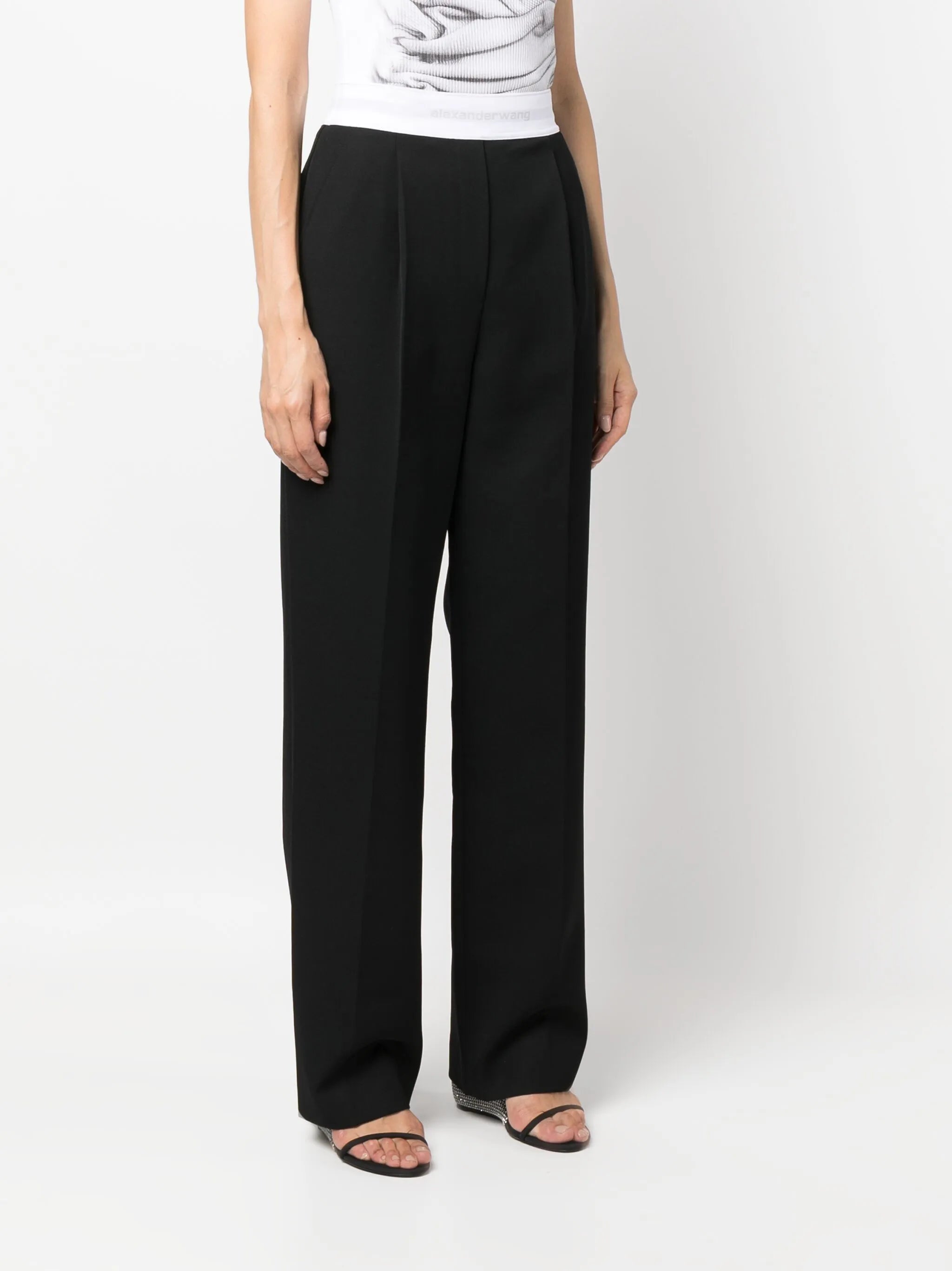 logo-waistband straight-leg trousers