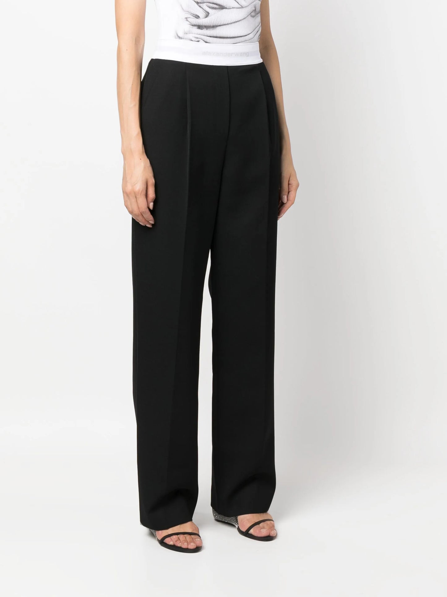 logo-waistband straight-leg trousers