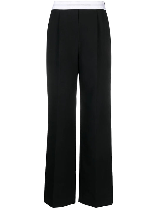logo-waistband straight-leg trousers