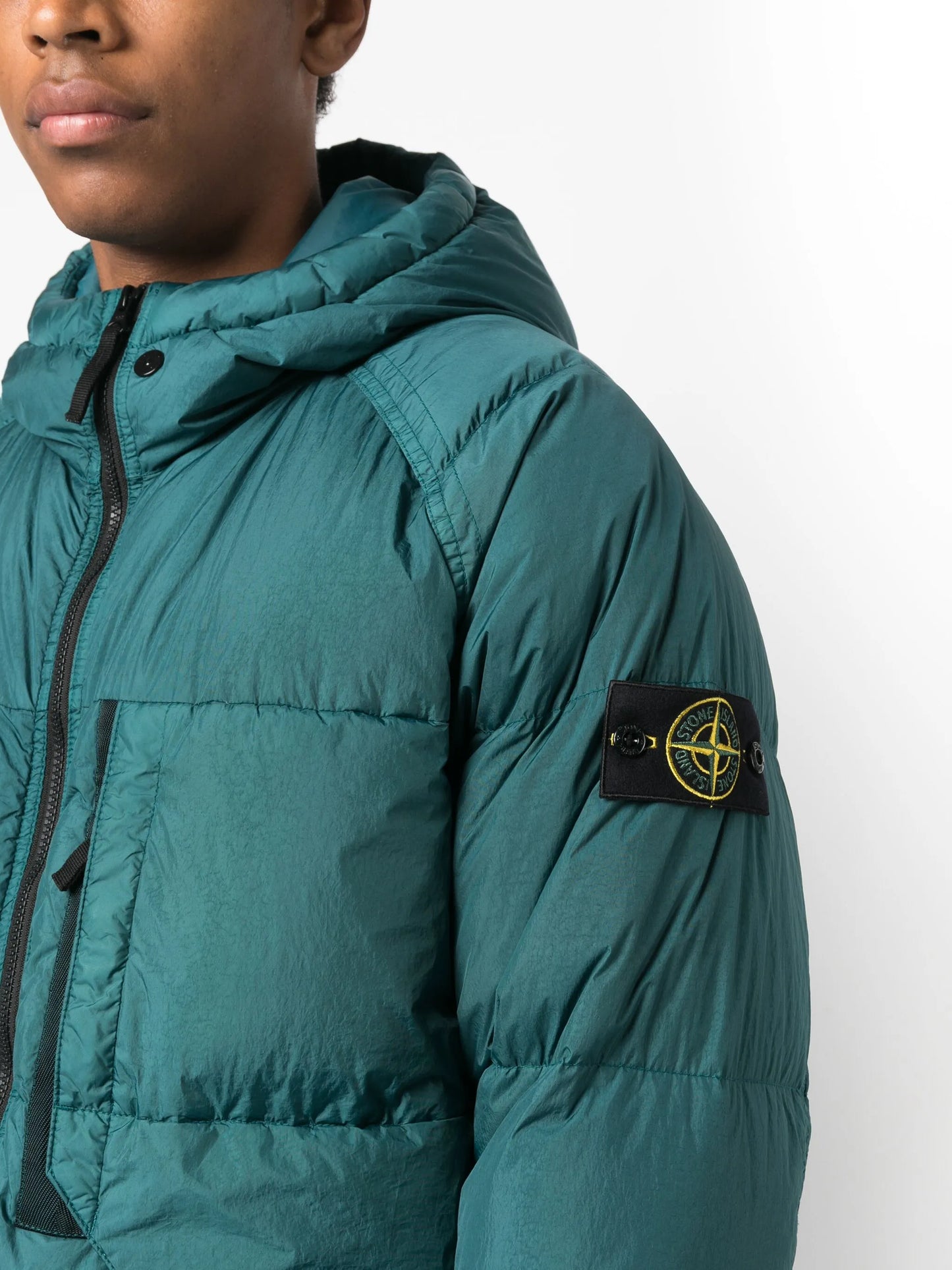 Compass-patch padded jacket