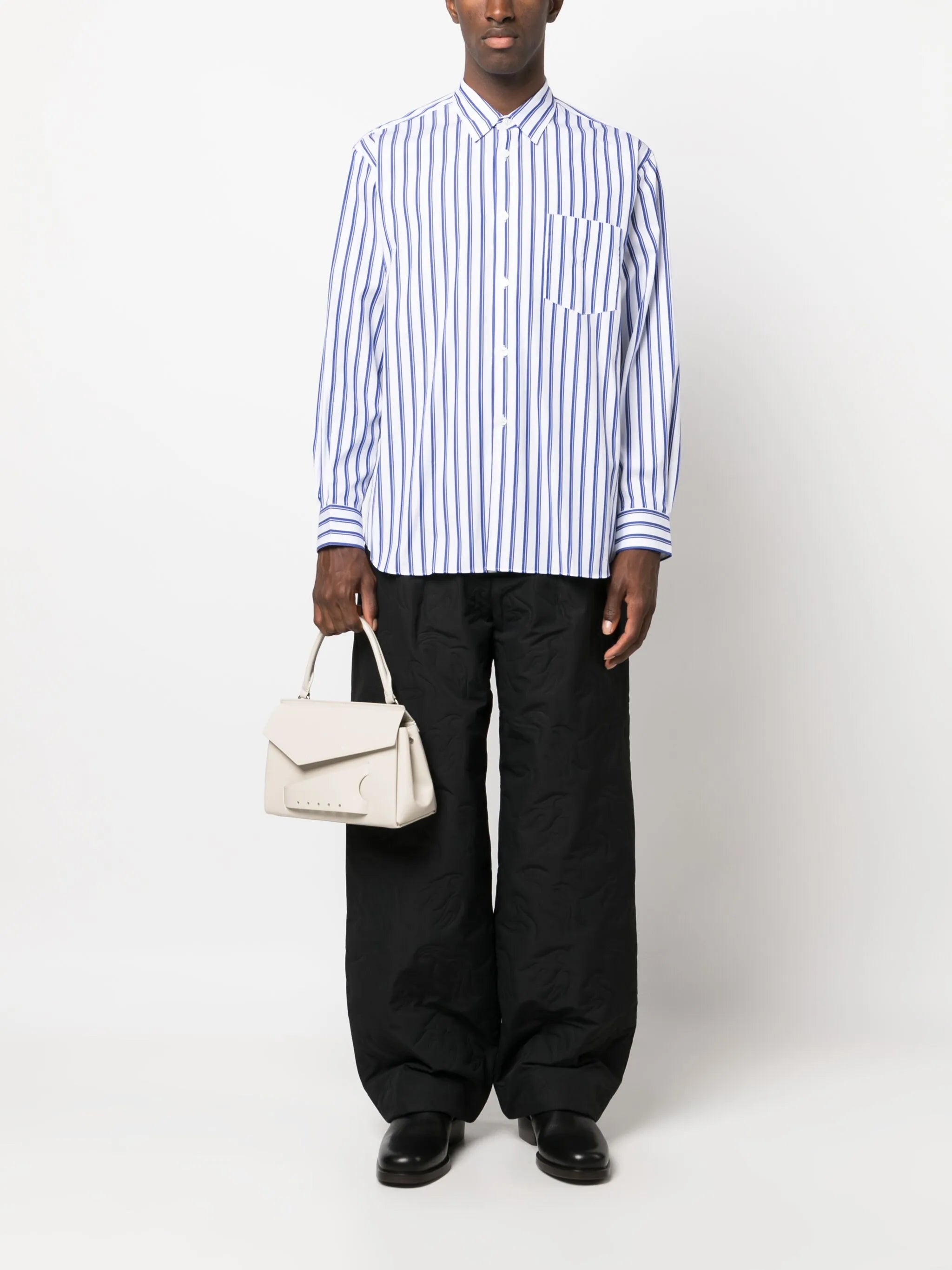 striped long-sleeve cotton shirt