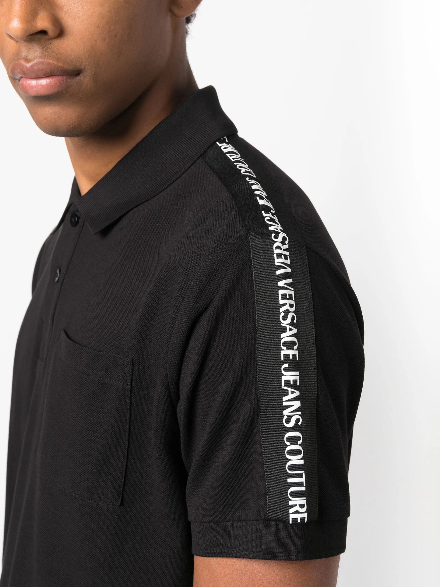 logo-tape cotton polo shirt
