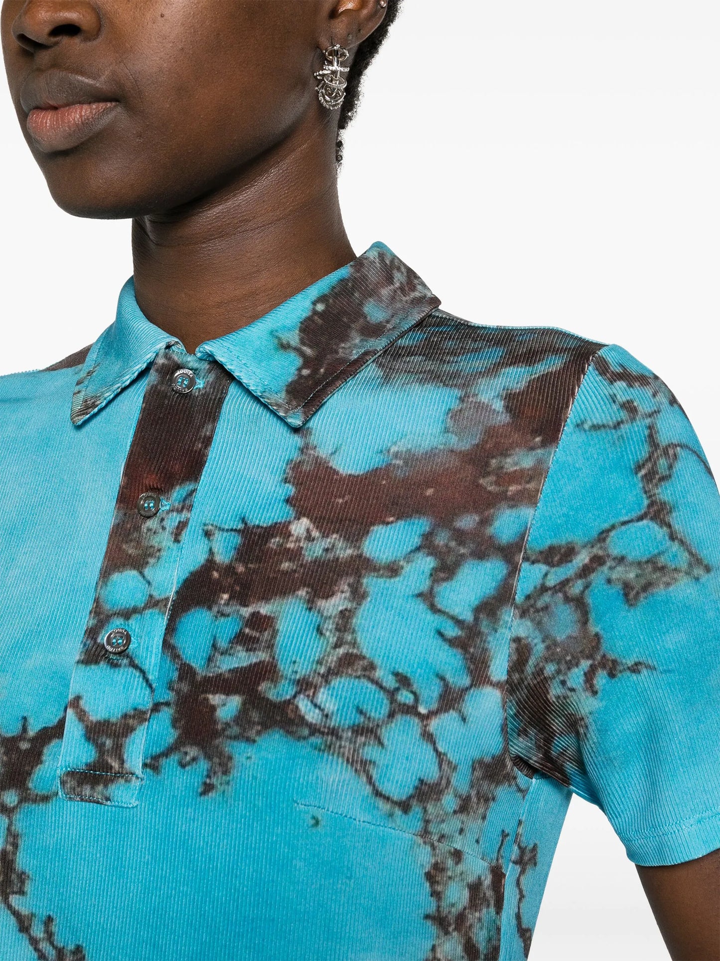 graphic-print knitted polo shirt