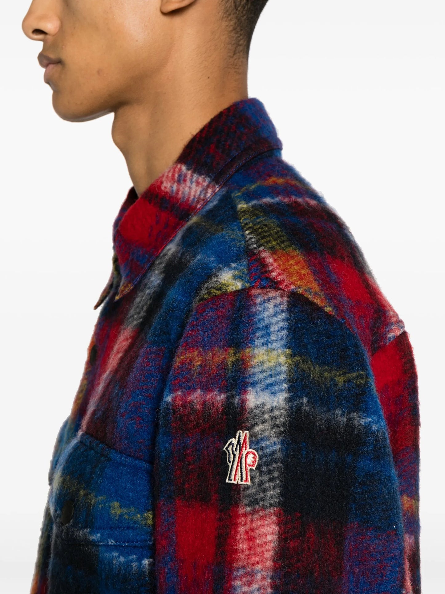 logo-patch check-pattern shirt jacket