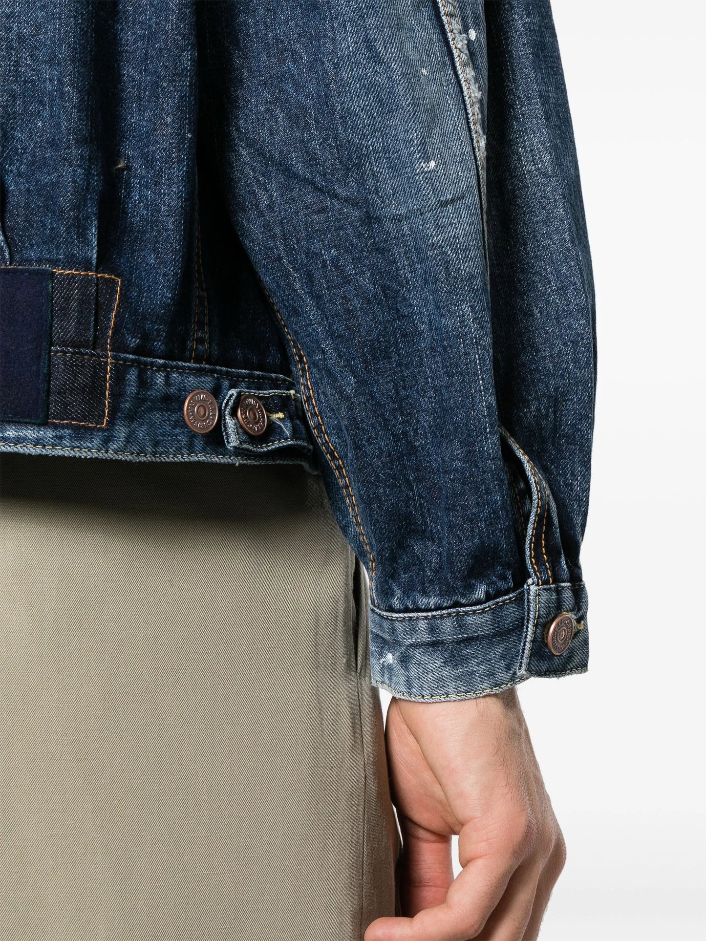 paint-splatter denim jacket