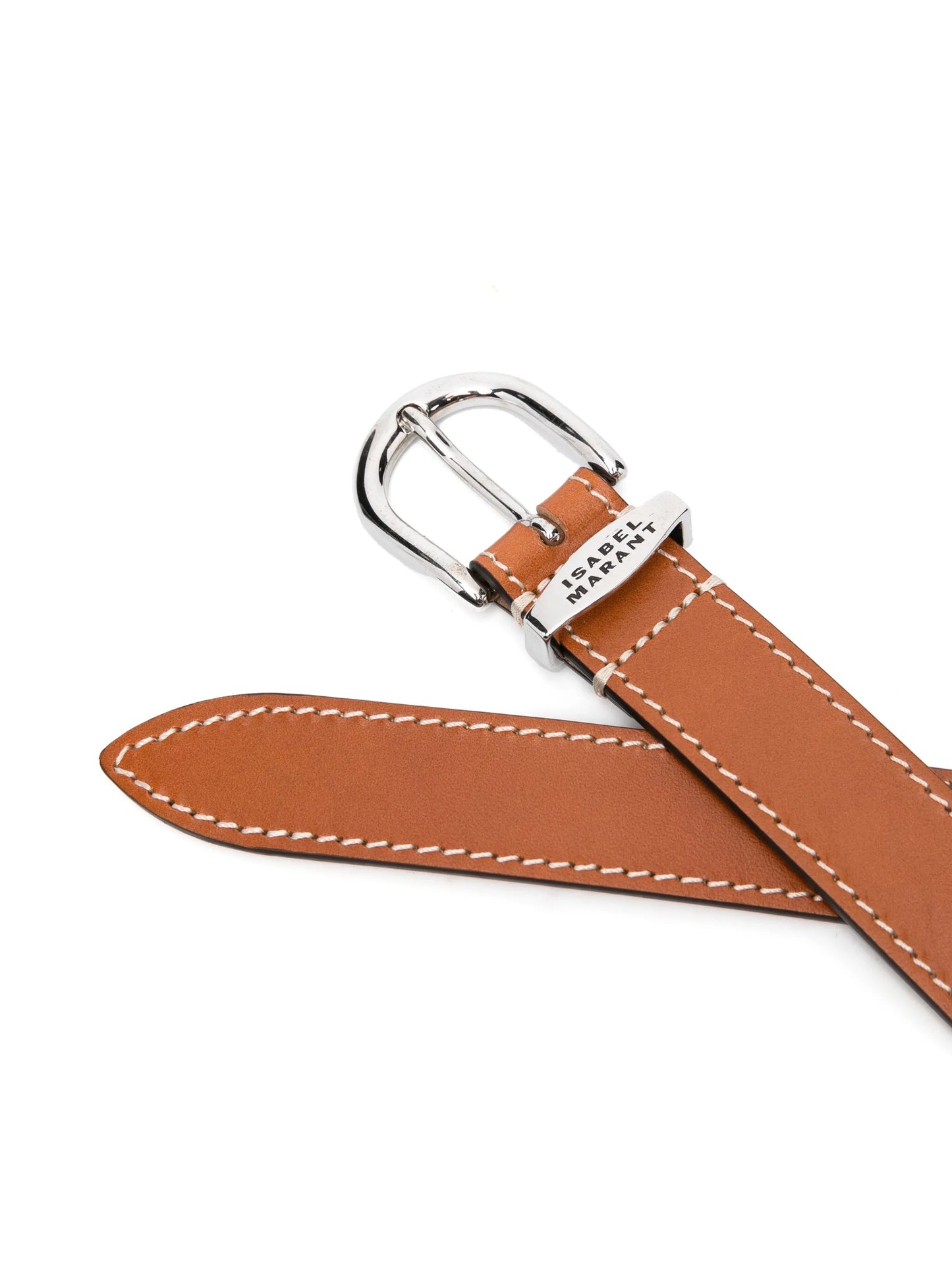 logo-engraved leather belt