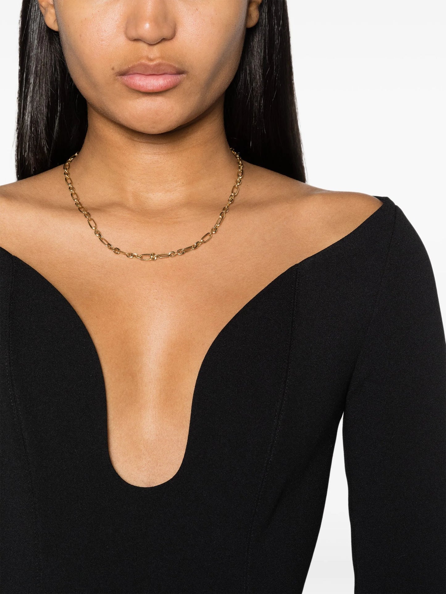 18kt yellow gold figaro-link chain necklace