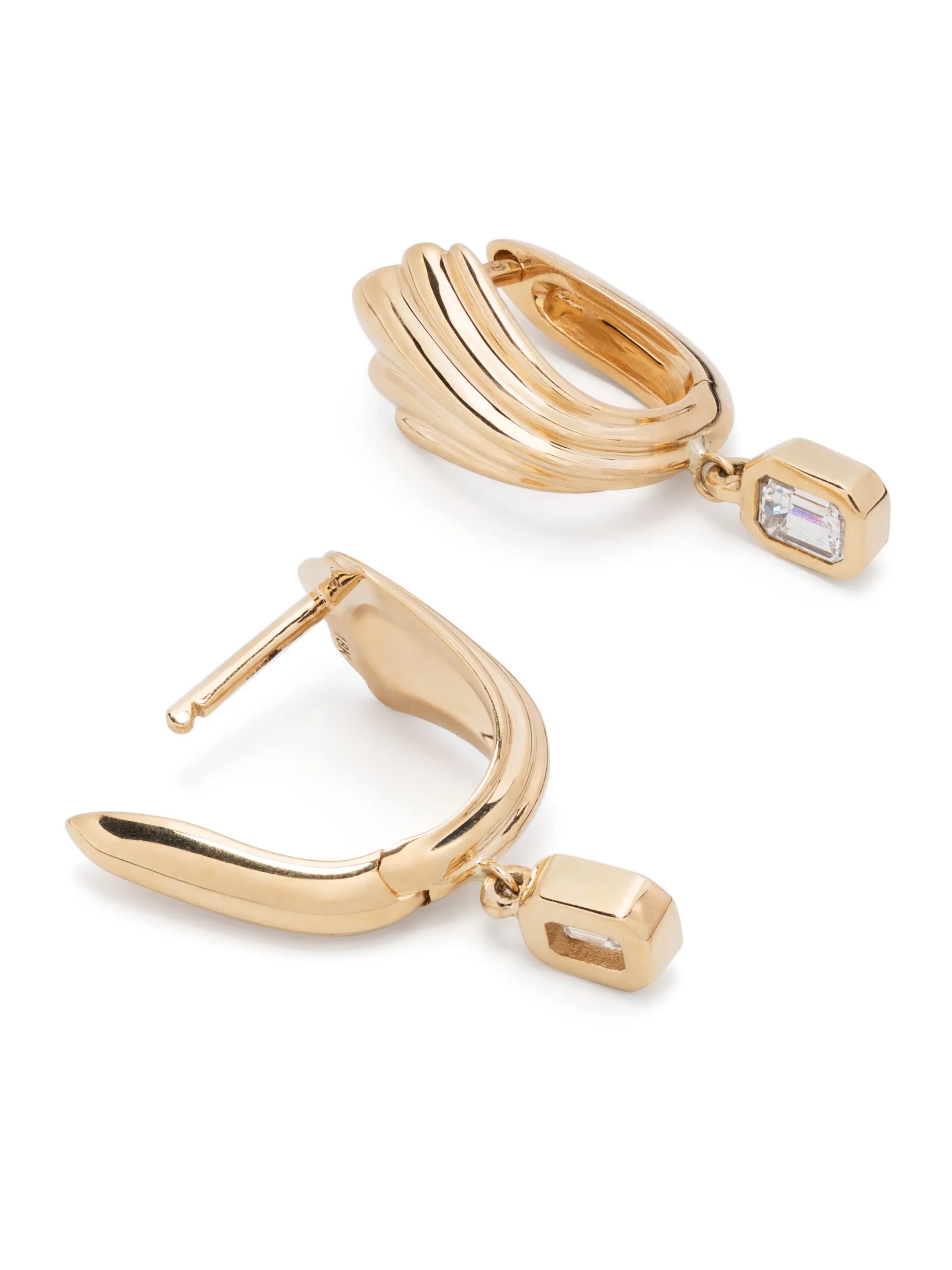 18kt yellow gold diamond huggie hoops