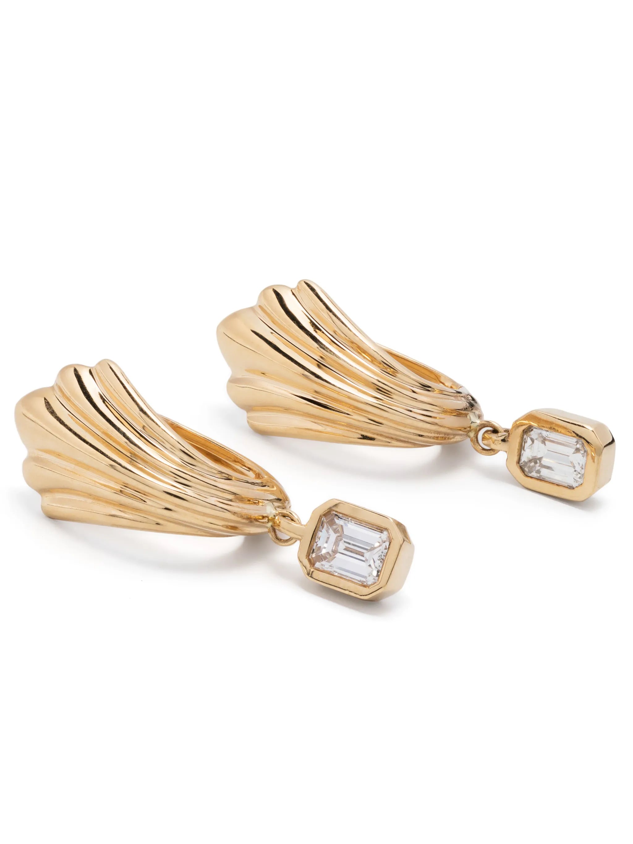 18kt yellow gold diamond huggie hoops