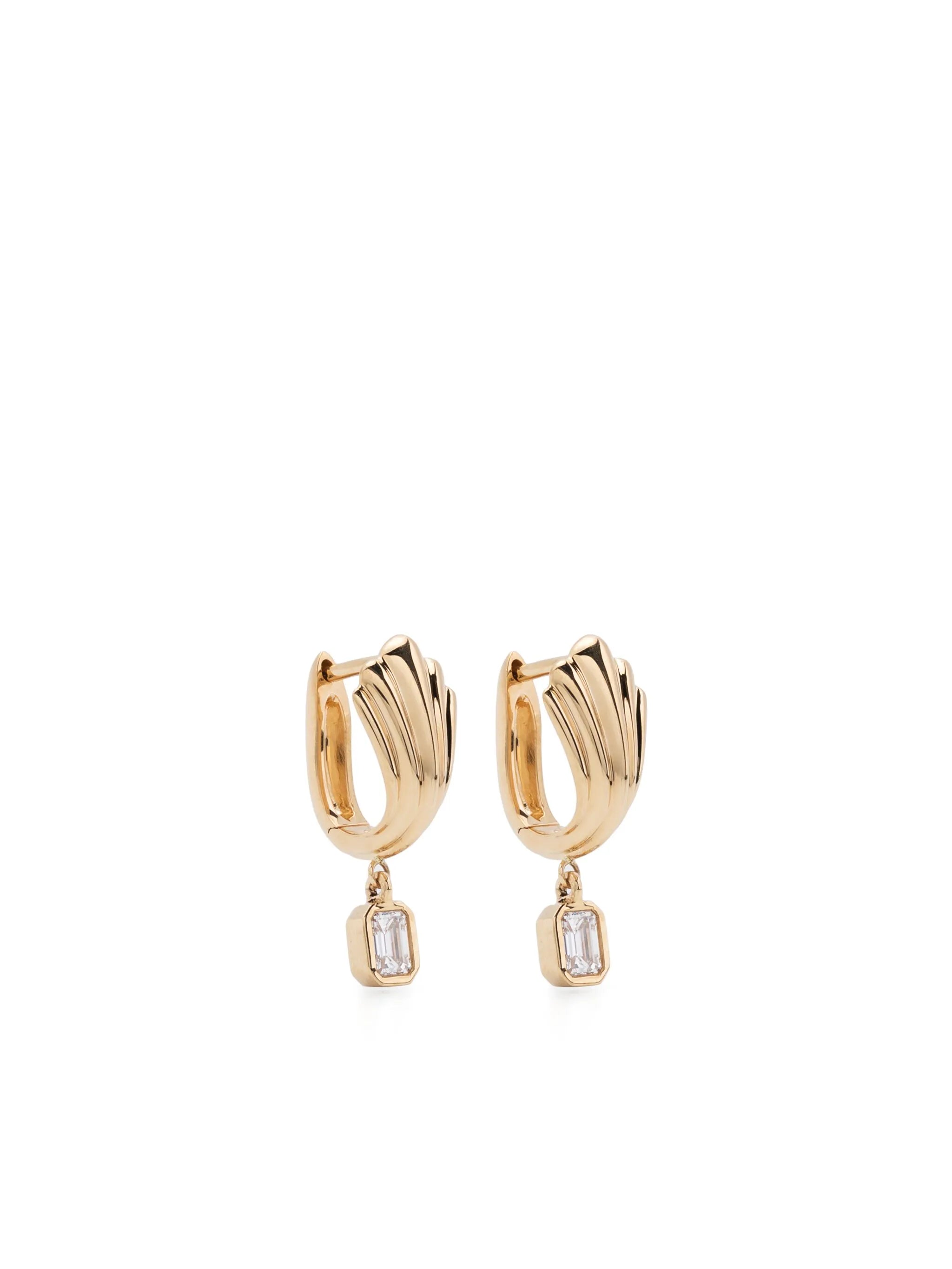 18kt yellow gold diamond huggie hoops