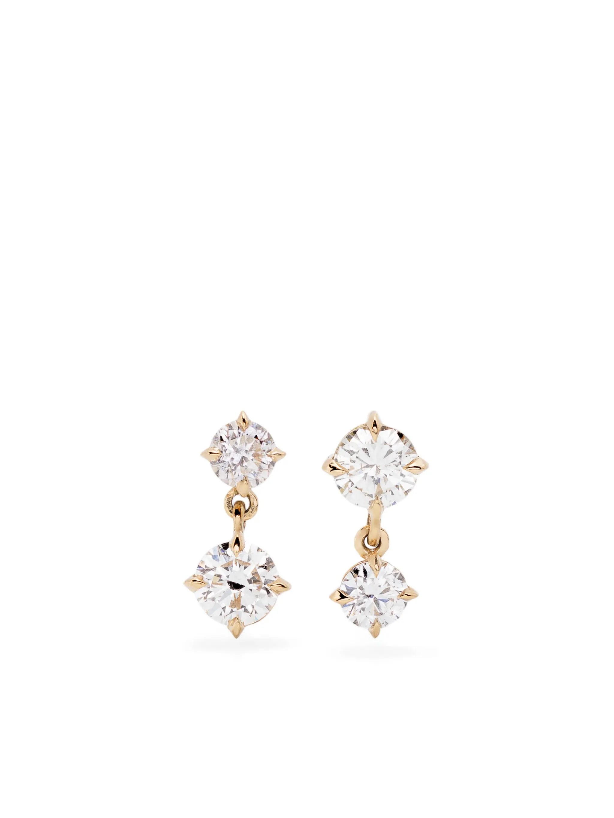 18kt yellow gold Large Alternating diamond drop earrings