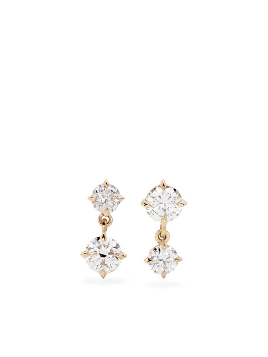 18kt yellow gold Large Alternating diamond drop earrings