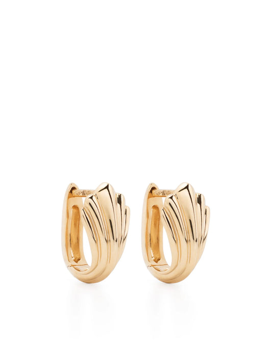 18kt yellow gold Fluted huggie hoop earrings