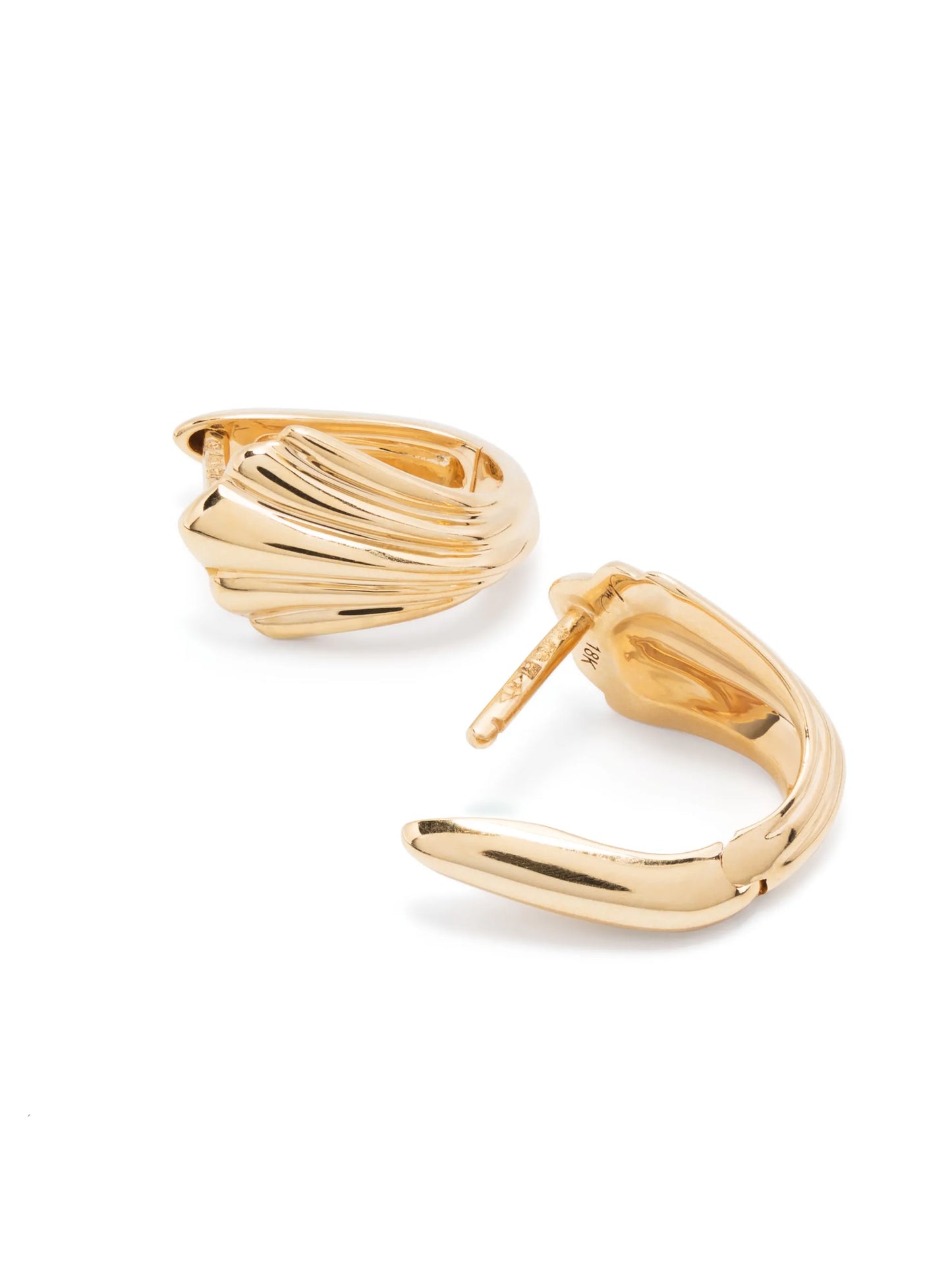 18kt yellow gold Fluted huggie hoop earrings