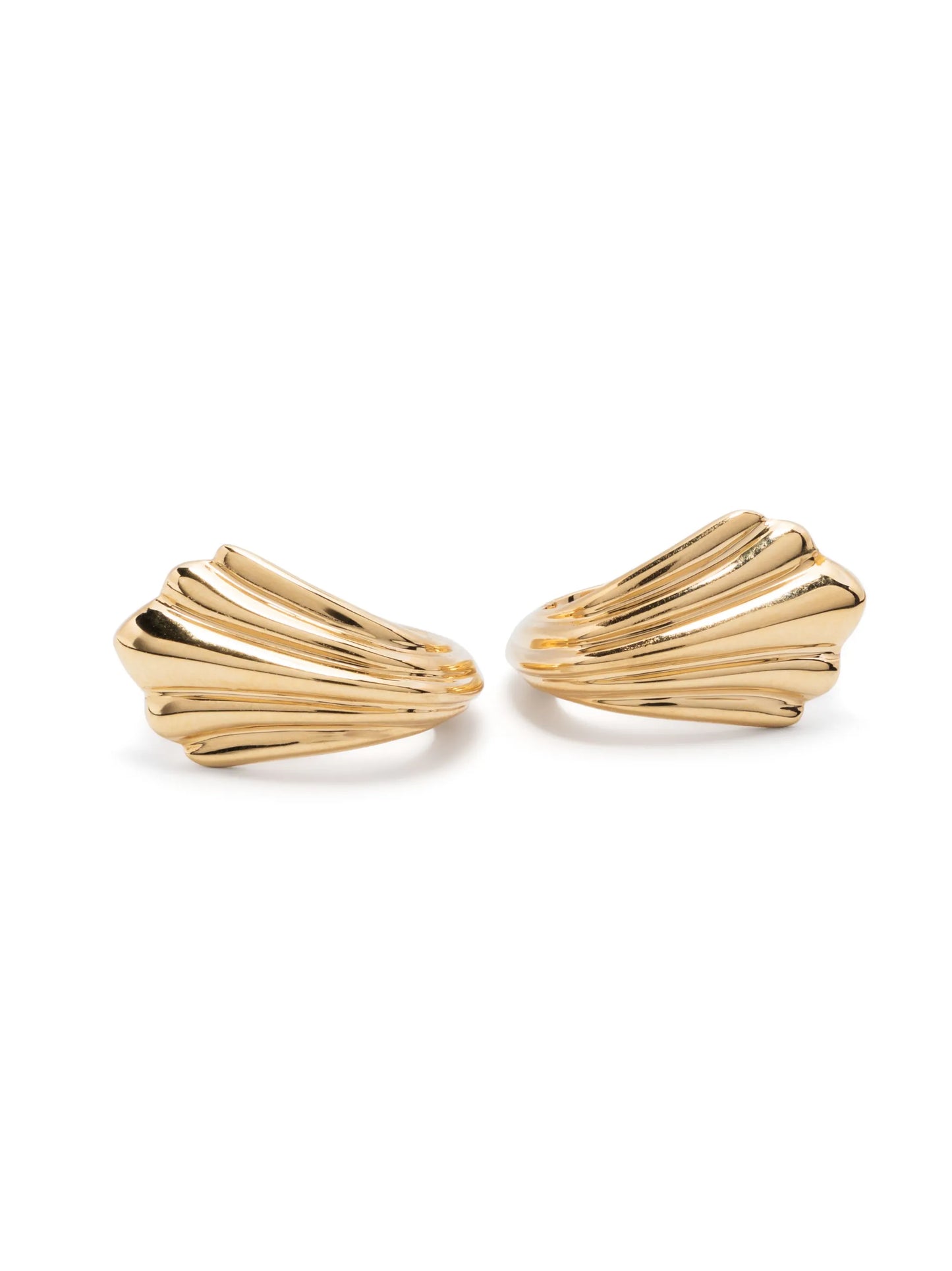 18kt yellow gold Fluted huggie hoop earrings