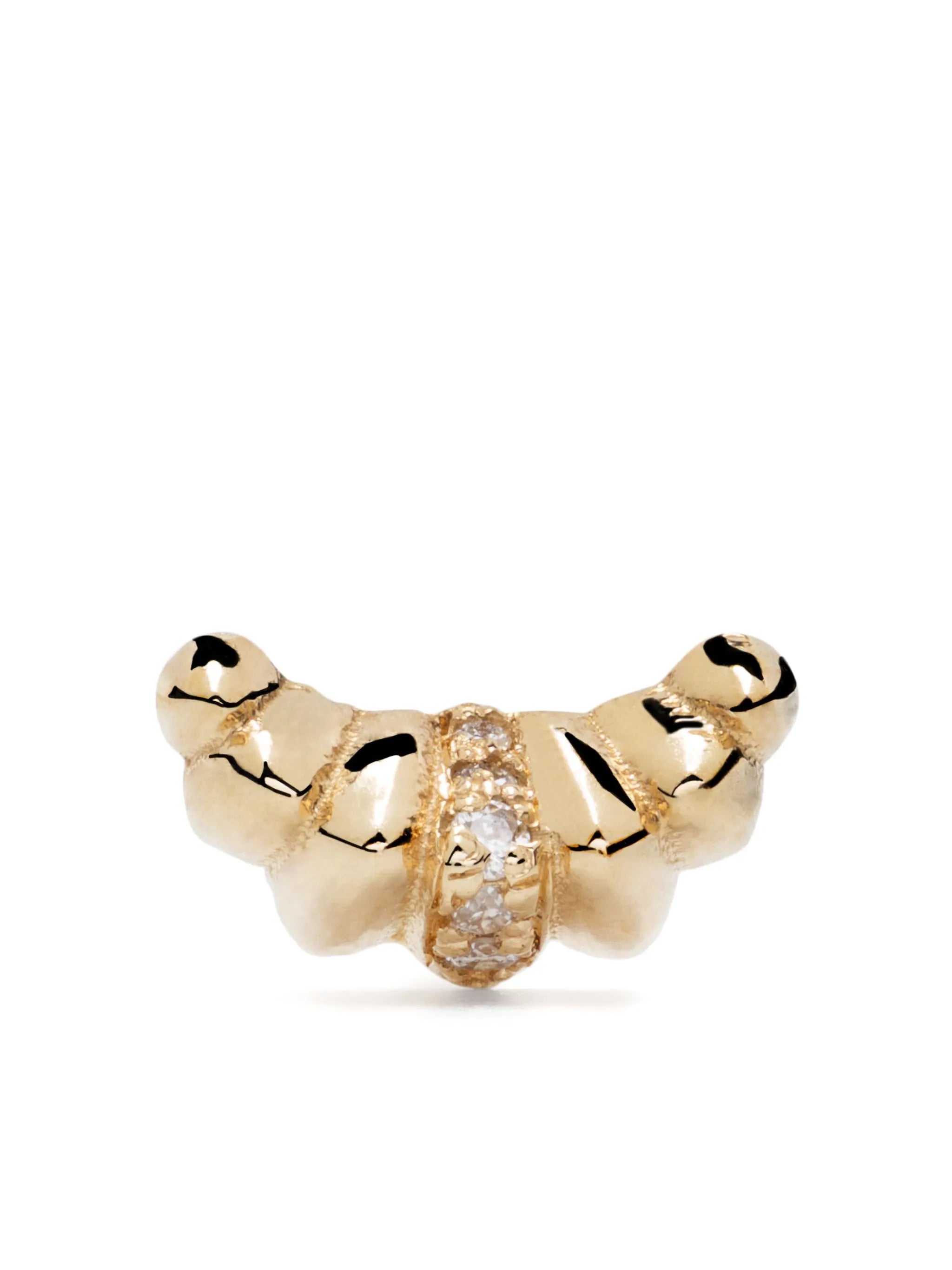 18kt yellow gold Croissant diamond stud earring
