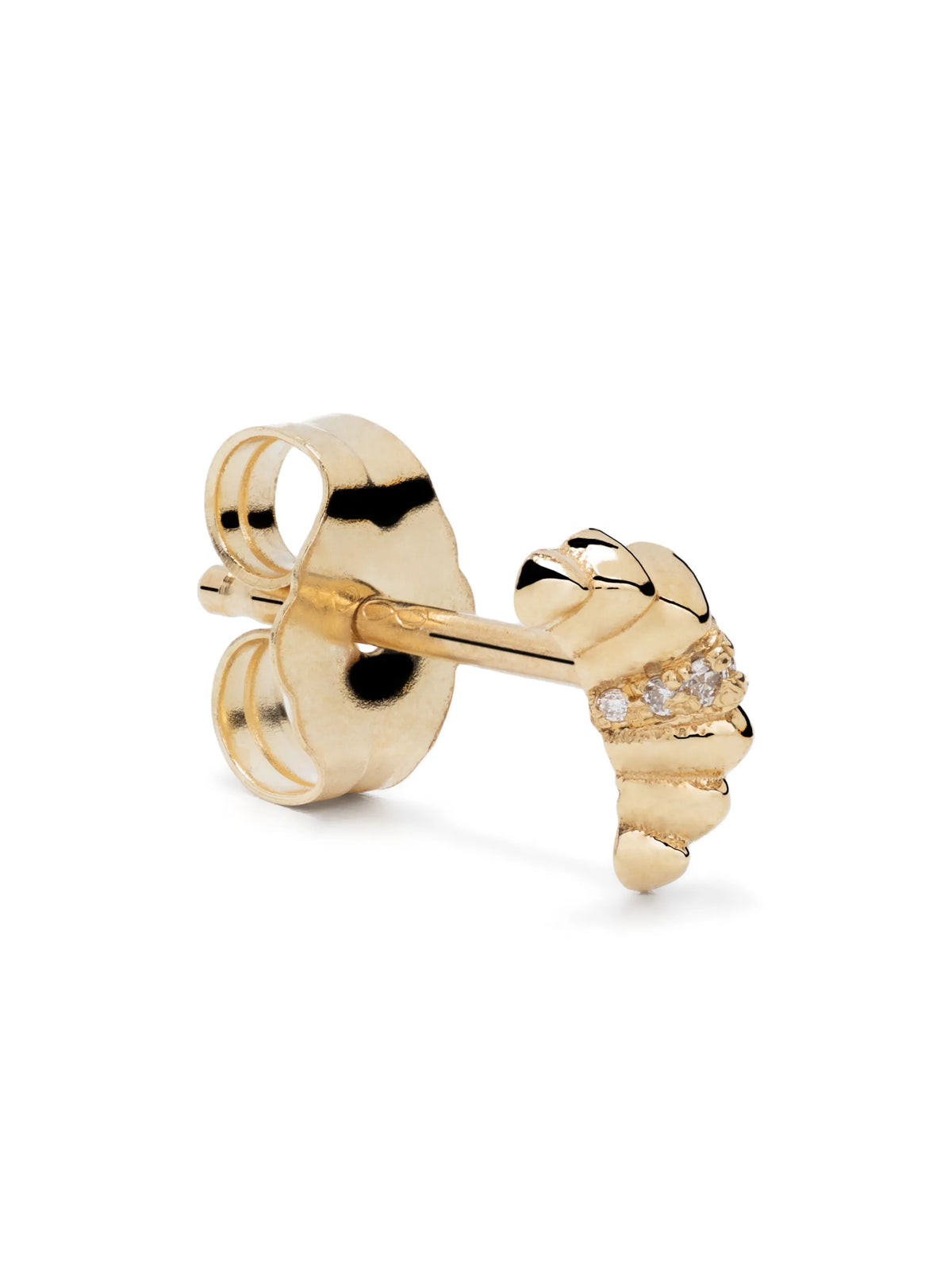 Croissant stud with center pavé row