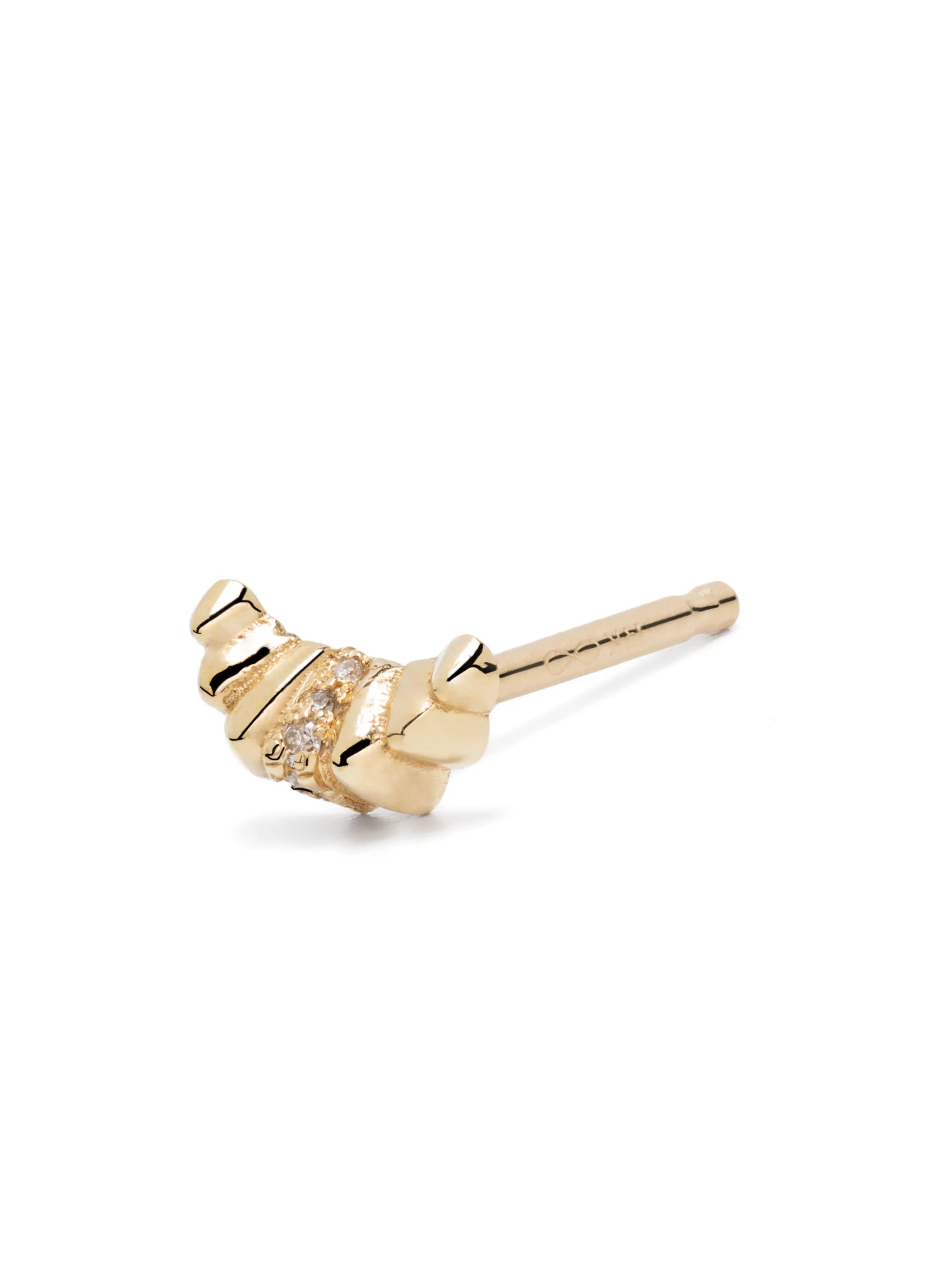 18kt yellow gold Croissant diamond stud earring