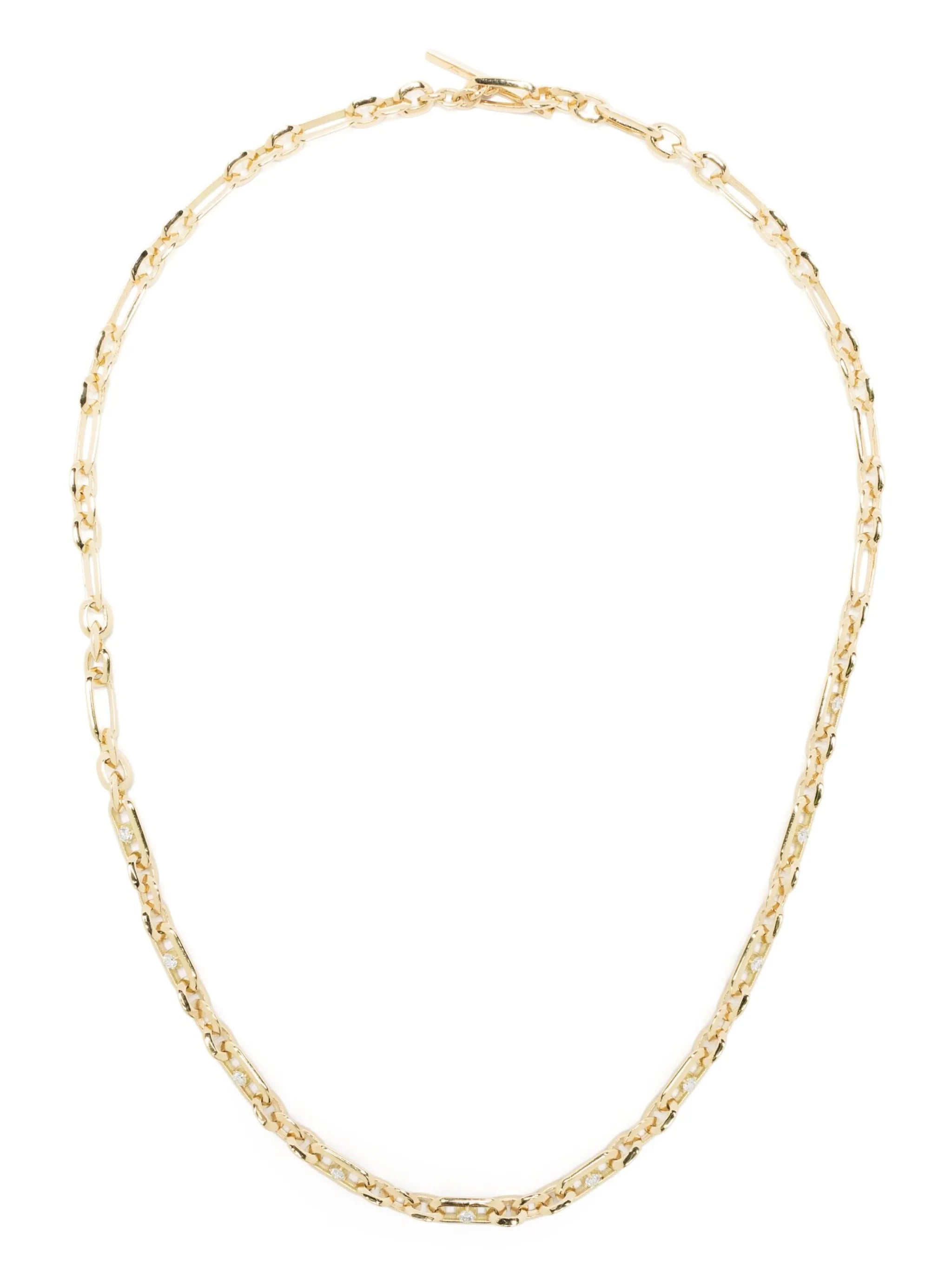 18kt yellow gold diamond figaro-chain necklace