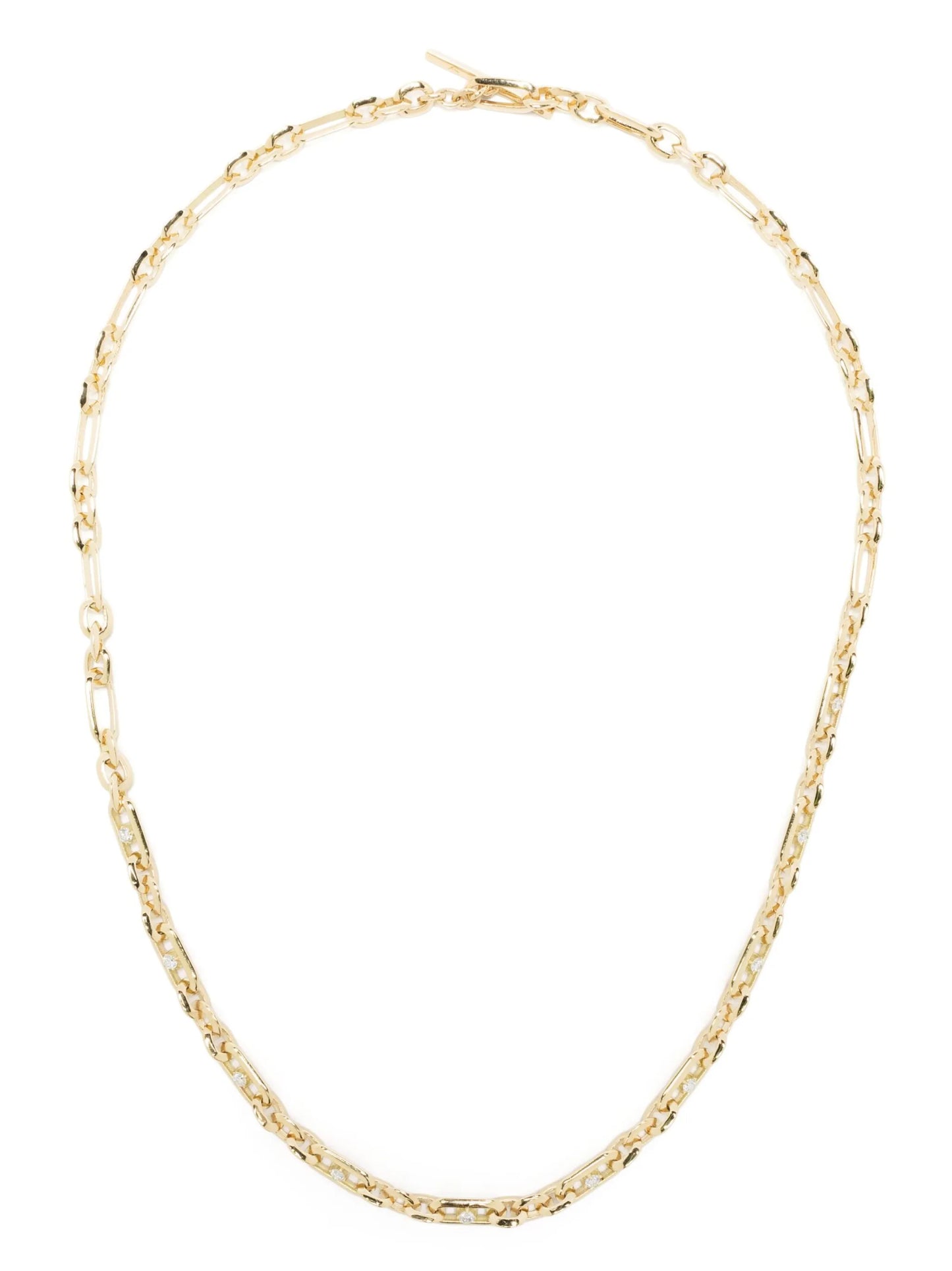 18kt yellow gold diamond figaro-chain necklace