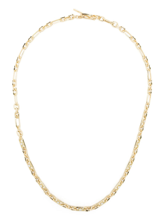 18kt yellow gold diamond figaro-chain necklace